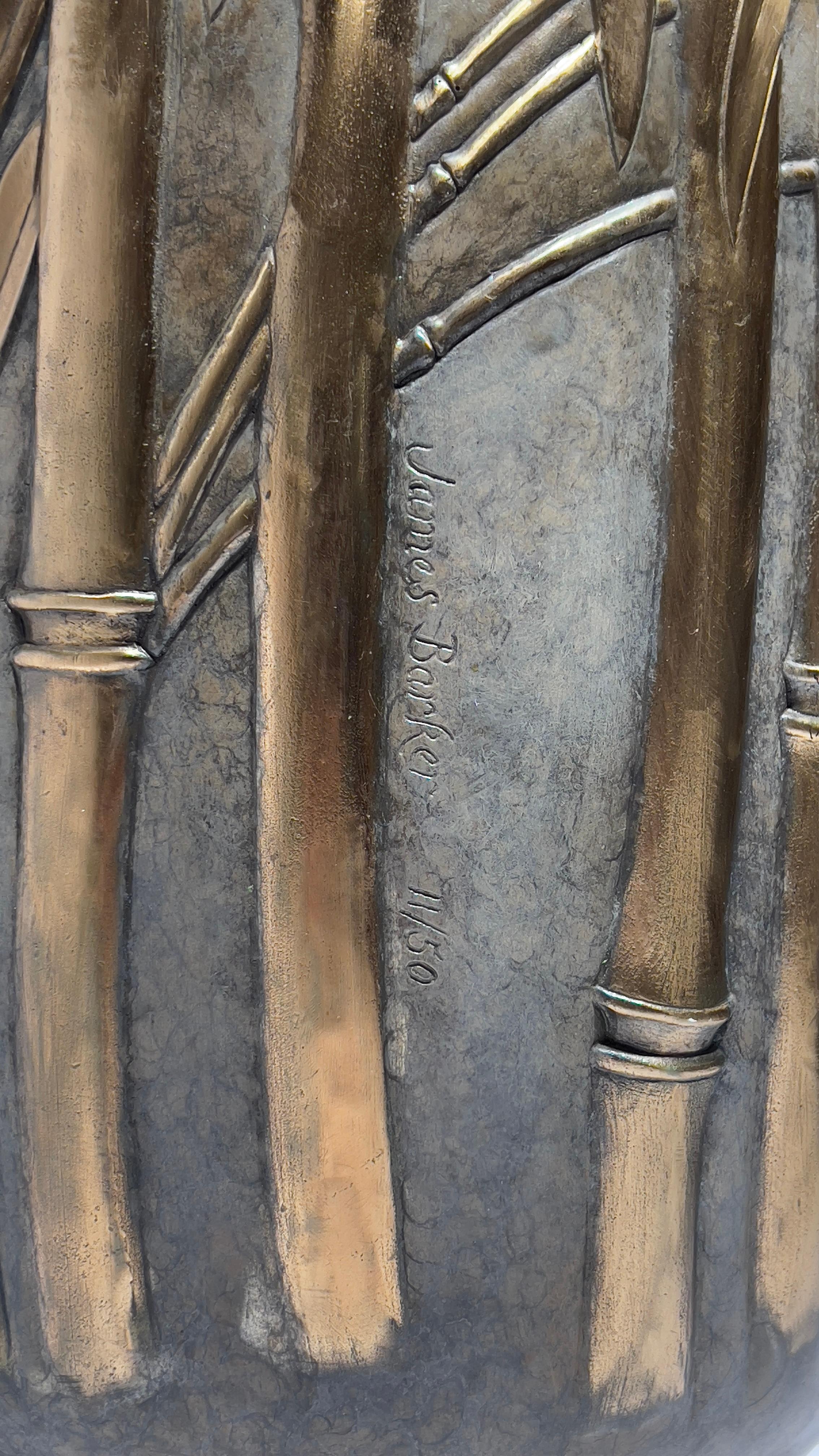 Grande vaso di bronzo in edizione limitata raffigurante un bambù in stile giapponese in vendita 1