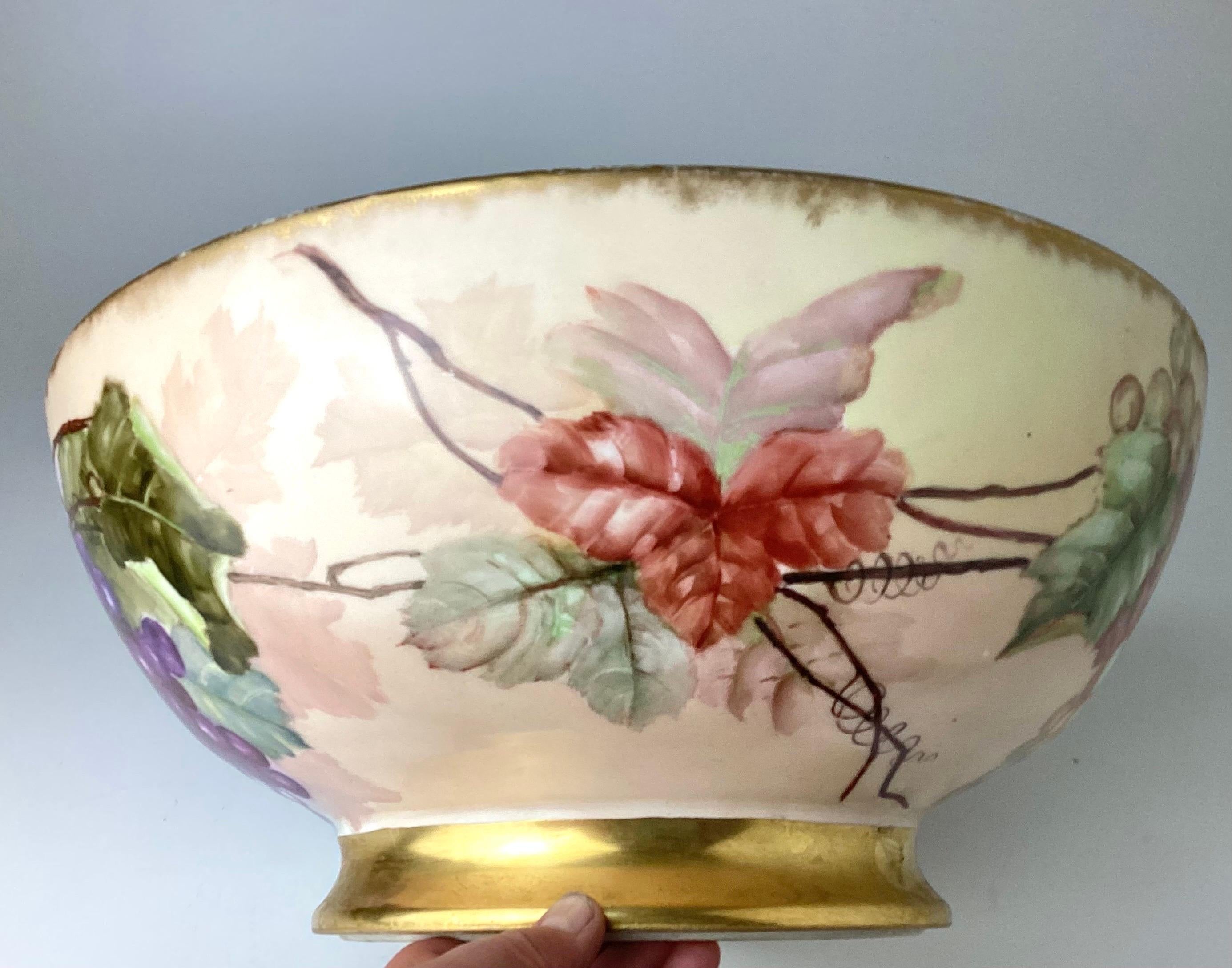 Large Limoges Hand Painted Center or Punch Bowl 2