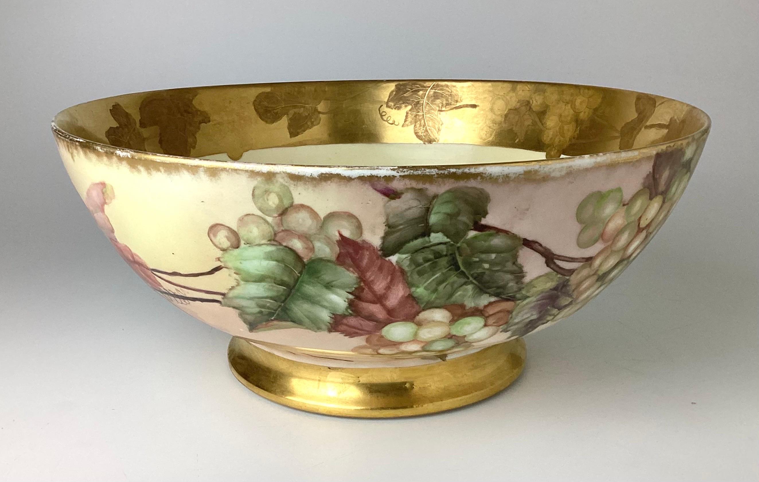 Large Limoges hand painted center or punch bowl. 14 3/4