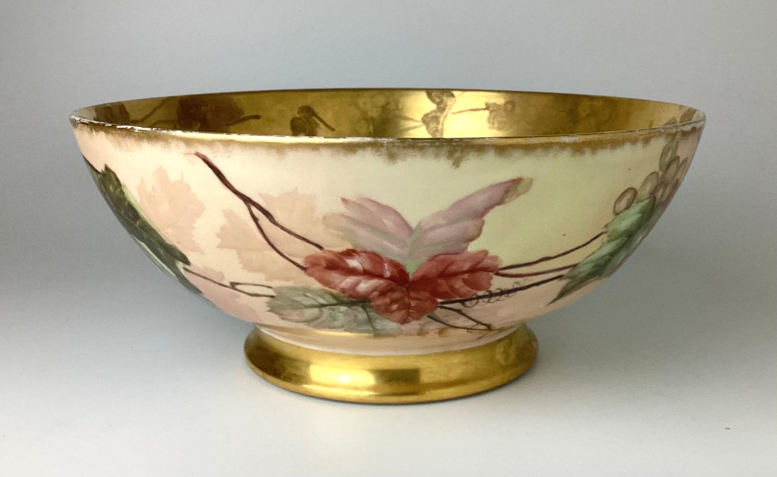 French Large Limoges Hand Painted Center or Punch Bowl