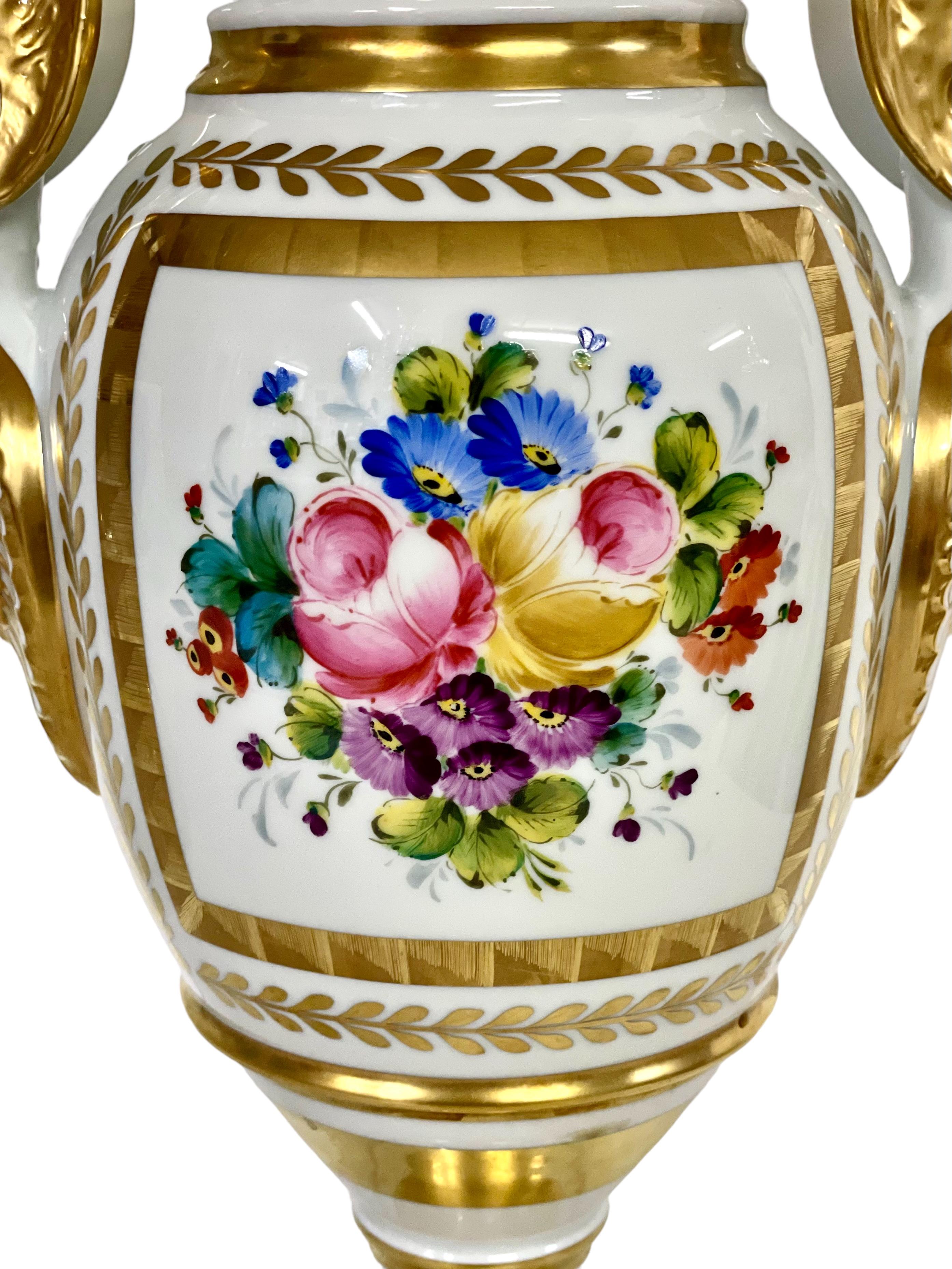 French Limoges Porcelain Gilded Baluster Vase  For Sale 4