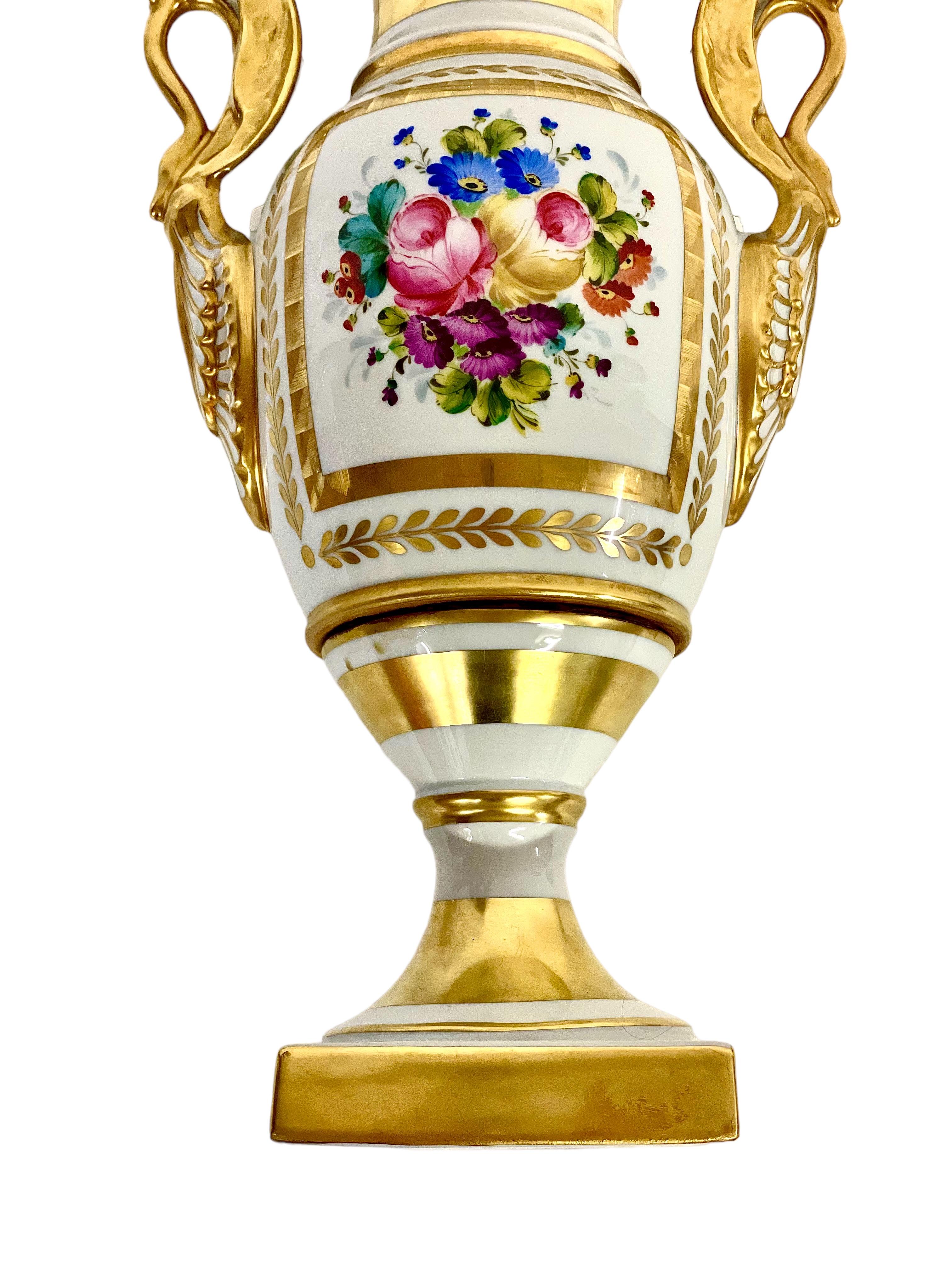 French Limoges Porcelain Gilded Baluster Vase  For Sale 2