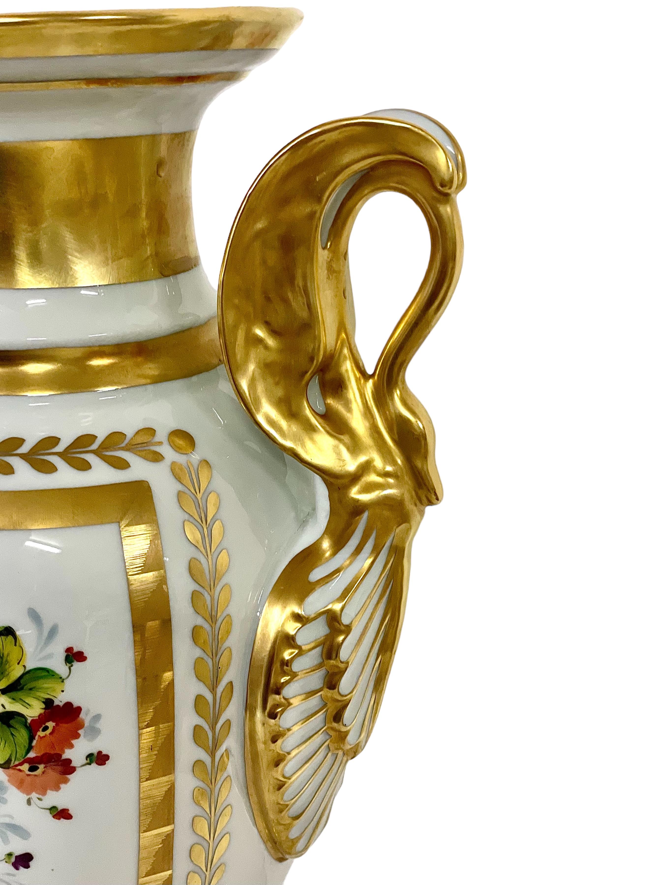 French Limoges Porcelain Gilded Baluster Vase  For Sale 3
