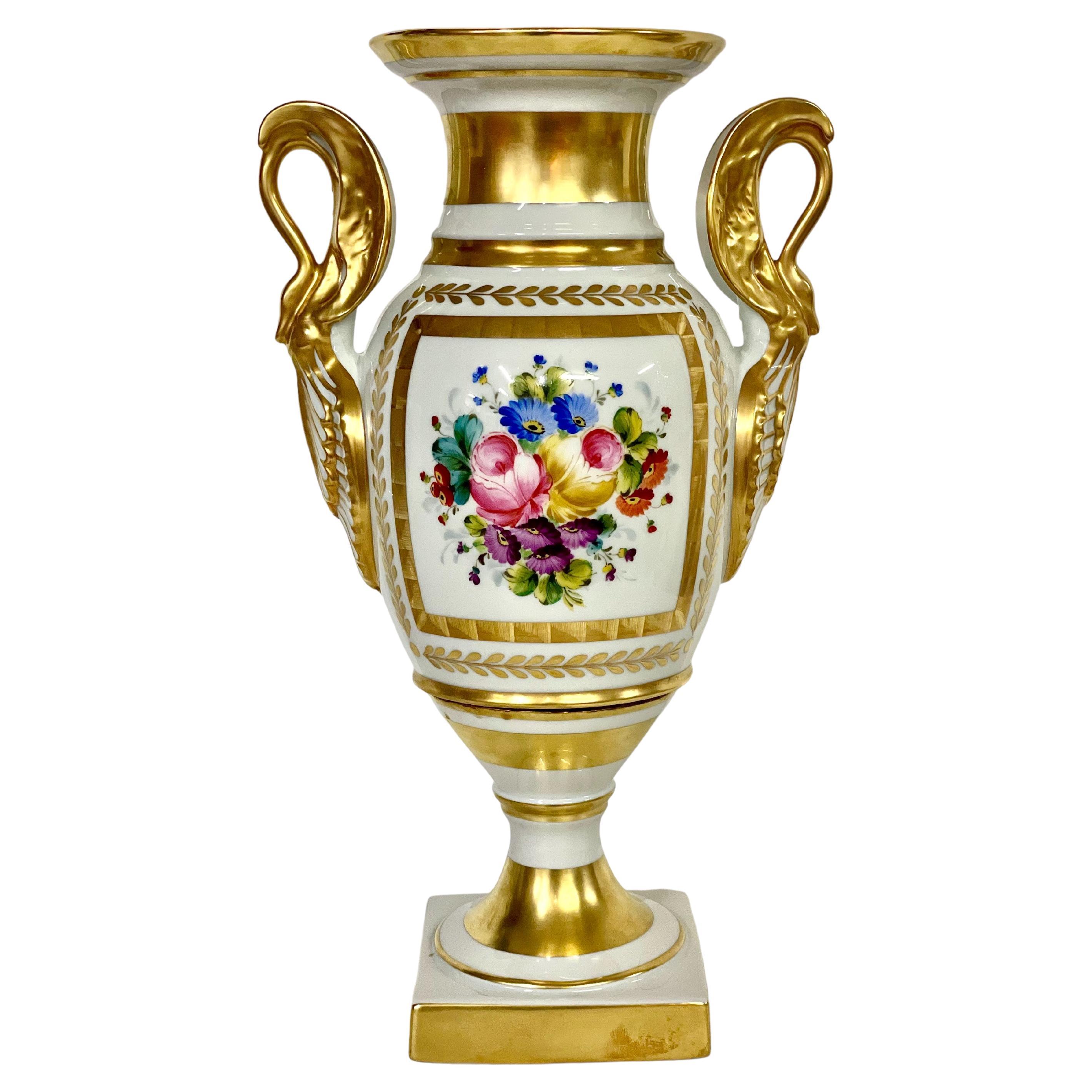 French Limoges Porcelain Gilded Baluster Vase  For Sale