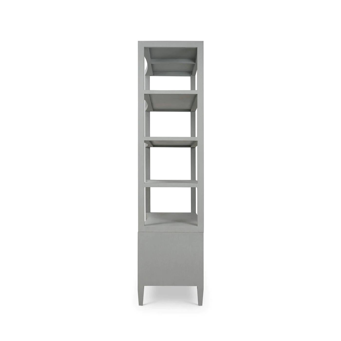 Indonesian Large Linen Wrapped Etagere - Pale Blue For Sale