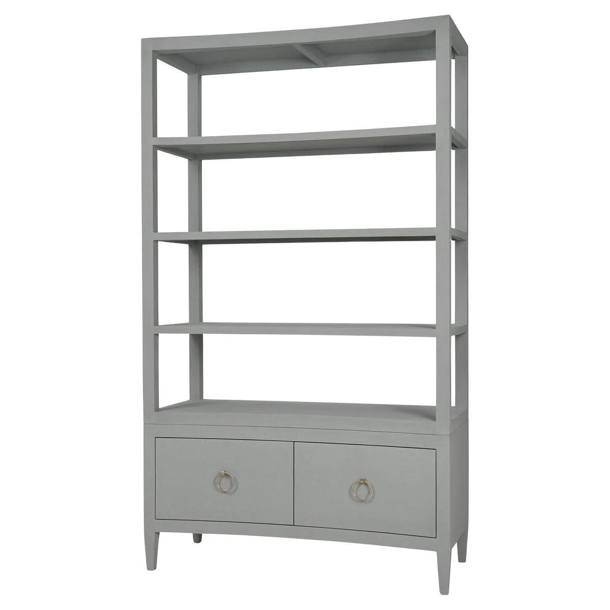 Large Linen Wrapped Etagere - Pale Blue