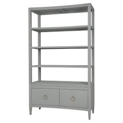 Large Linen Wrapped Etagere - Pale Blue