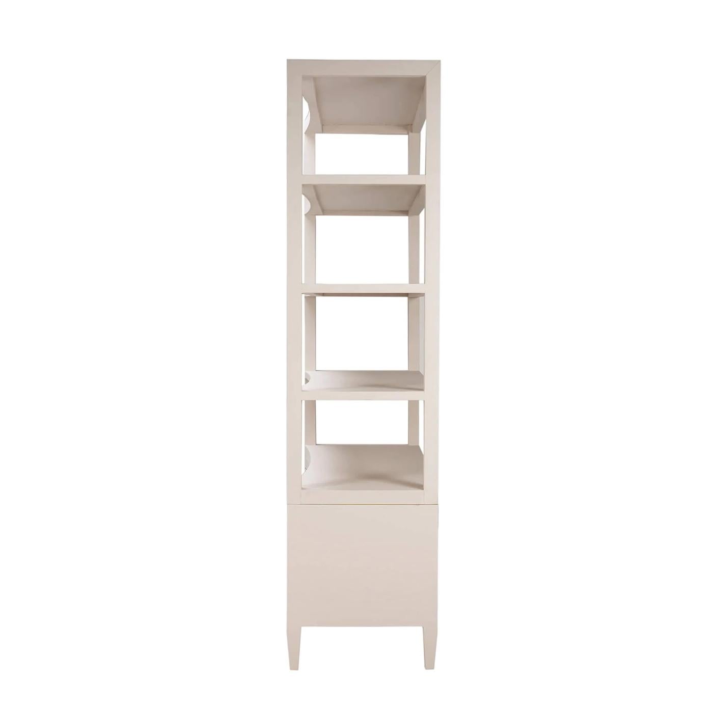 Indonesian Large Linen Wrapped Etagere - Putty Linen For Sale