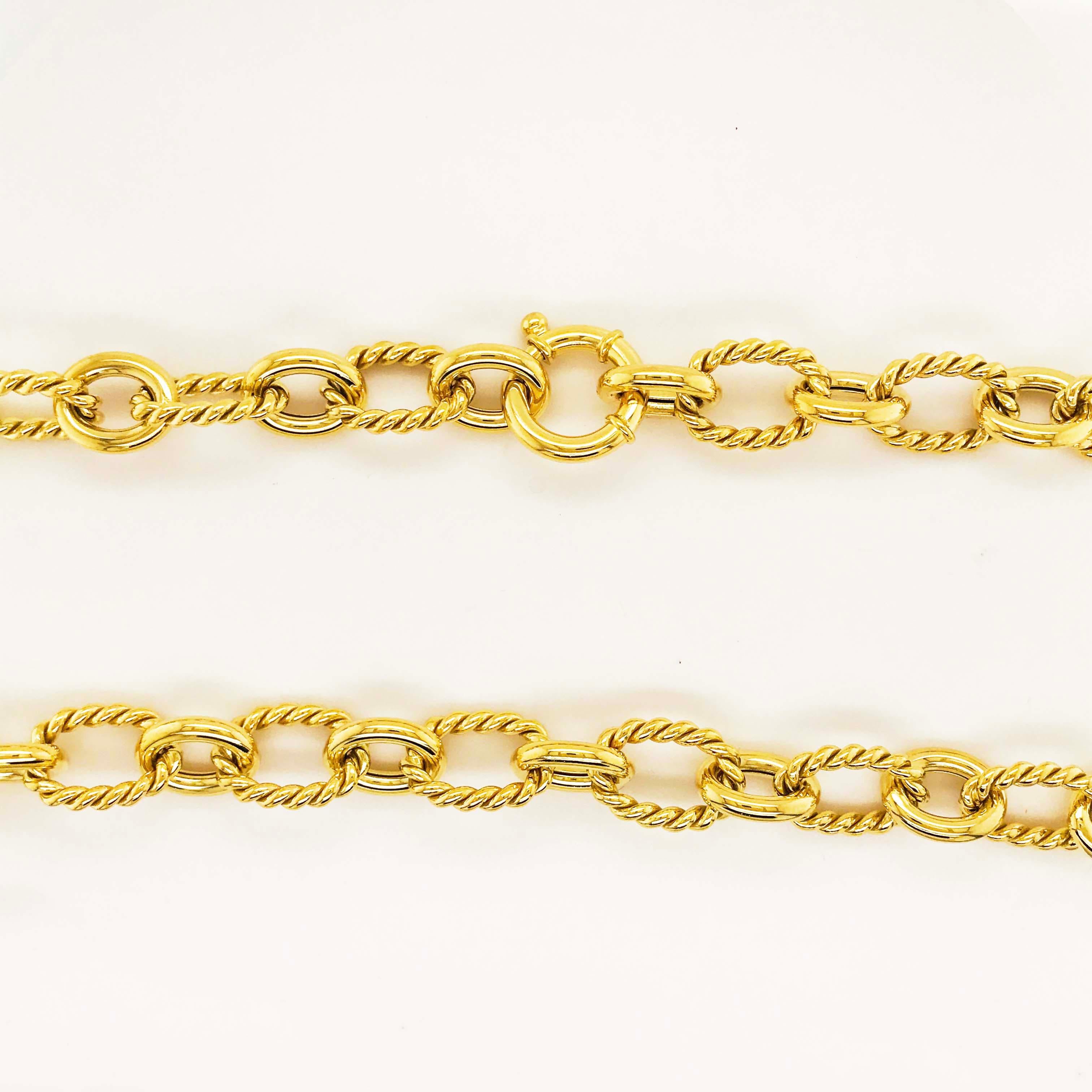 Large Link Chain Necklace 14 Karat Gold and Polished Oval Links-Chain ...