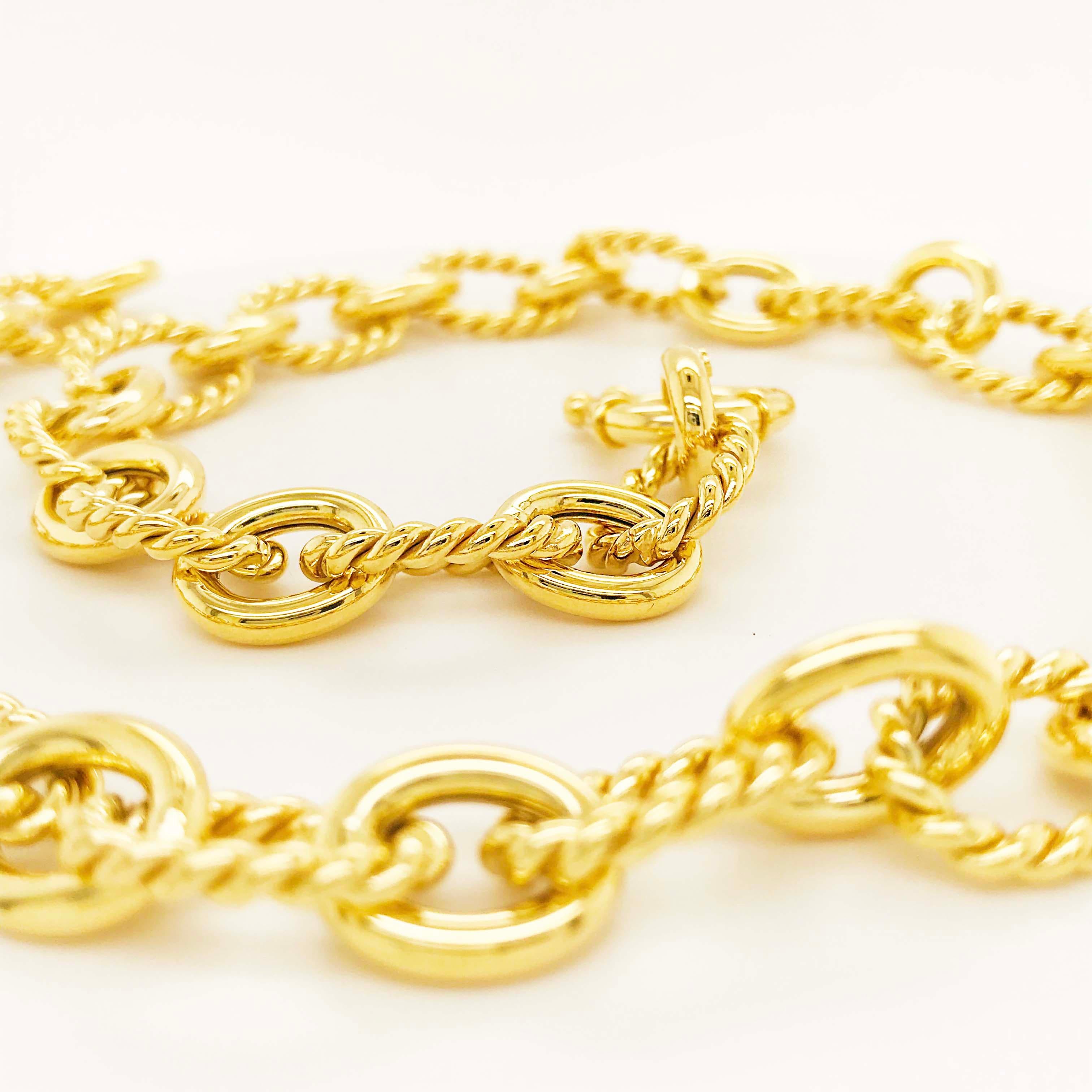 Large Link Chain Necklace 14 Karat Gold and Polished Oval Links-Chain In New Condition For Sale In Austin, TX