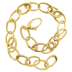 Large Link Chain Necklace-Open Oval Link 14 Karat Gold Chain Lobster Clasp