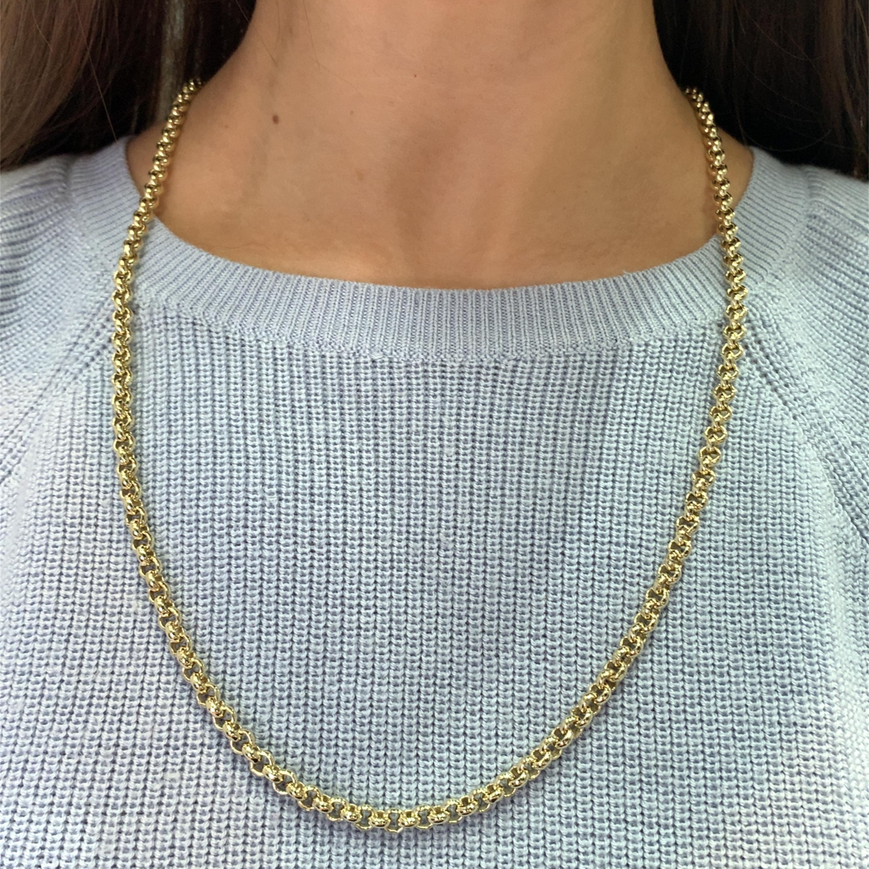 Collier long en or jaune à grands maillons et chaîne massive en vente 2