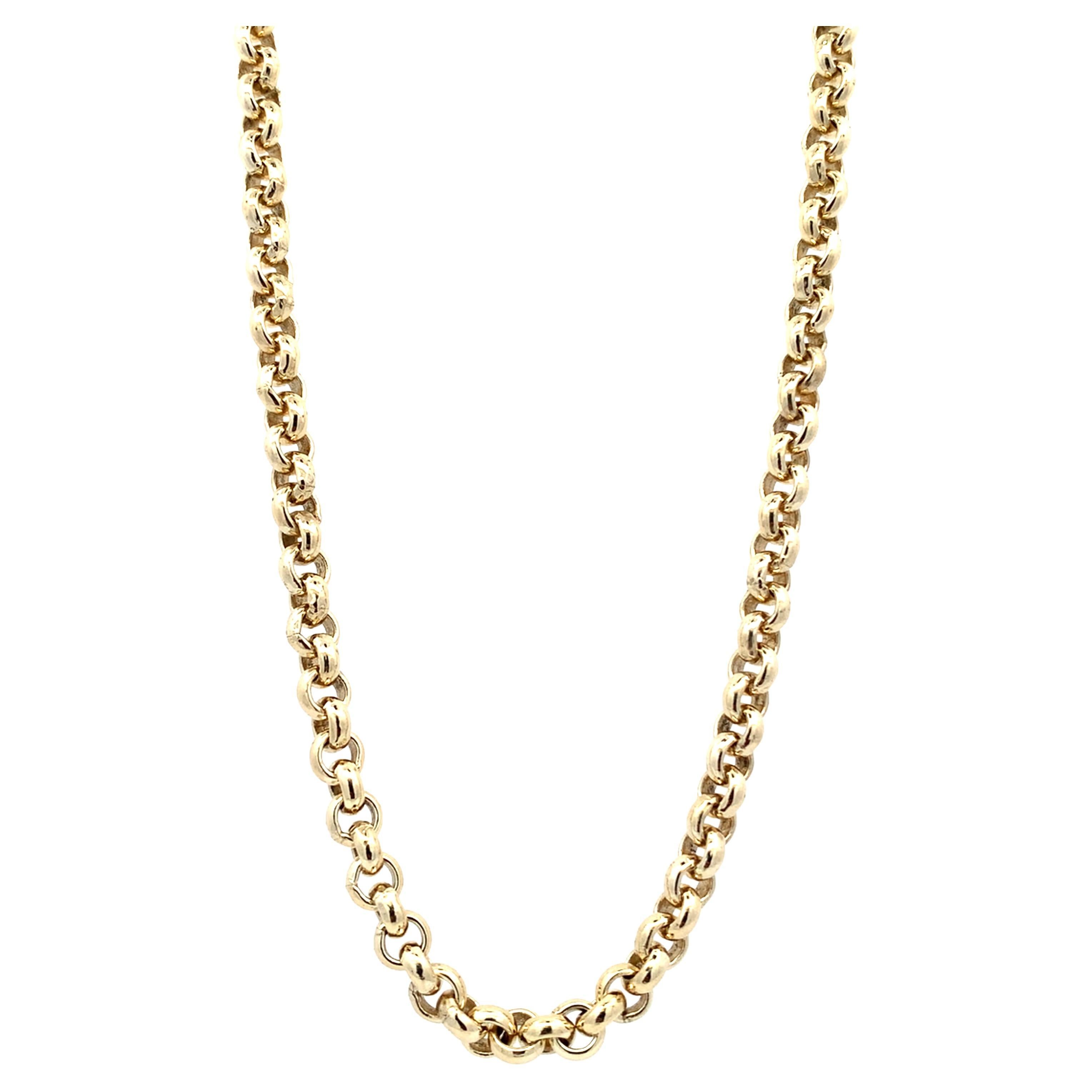 Large link chunky chain long necklace yellow gold