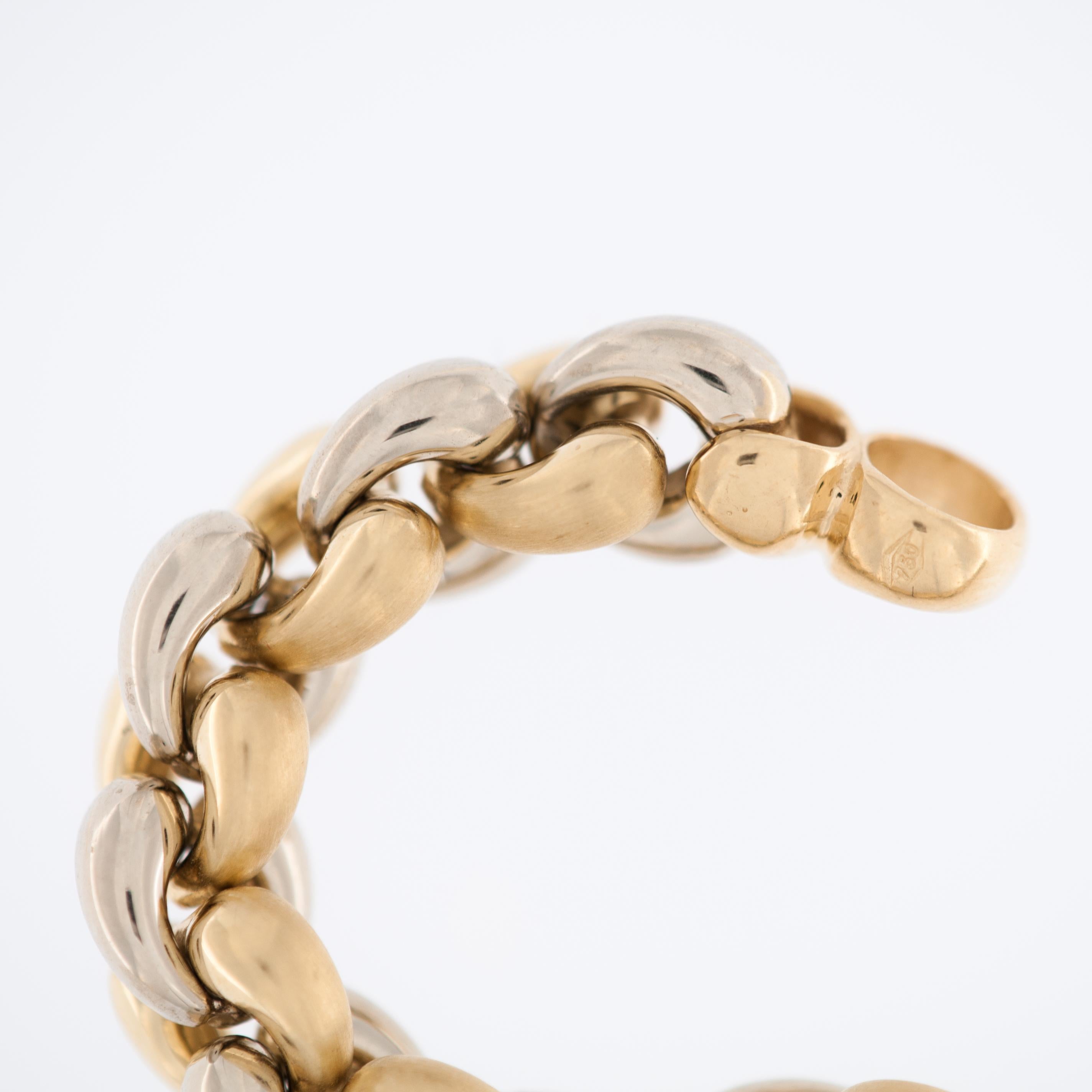 Large Links Bracelet in 18kt Yellow and White Gold In Good Condition For Sale In Esch sur Alzette, Esch-sur-Alzette