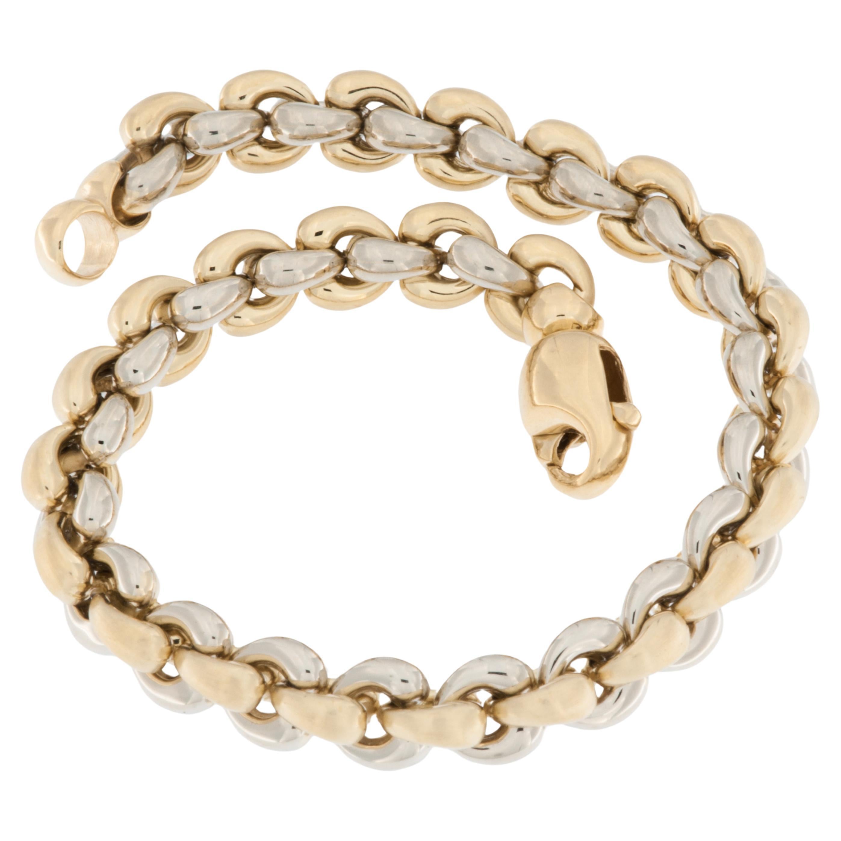 Large Links Bracelet in 18kt Yellow and White Gold For Sale