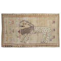 Large Lion Figural Persian Gabbeh Rug