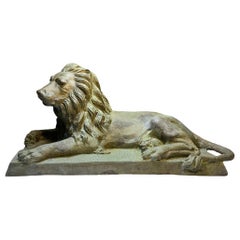 Vintage Large Lion Figure Bronze Sculpture