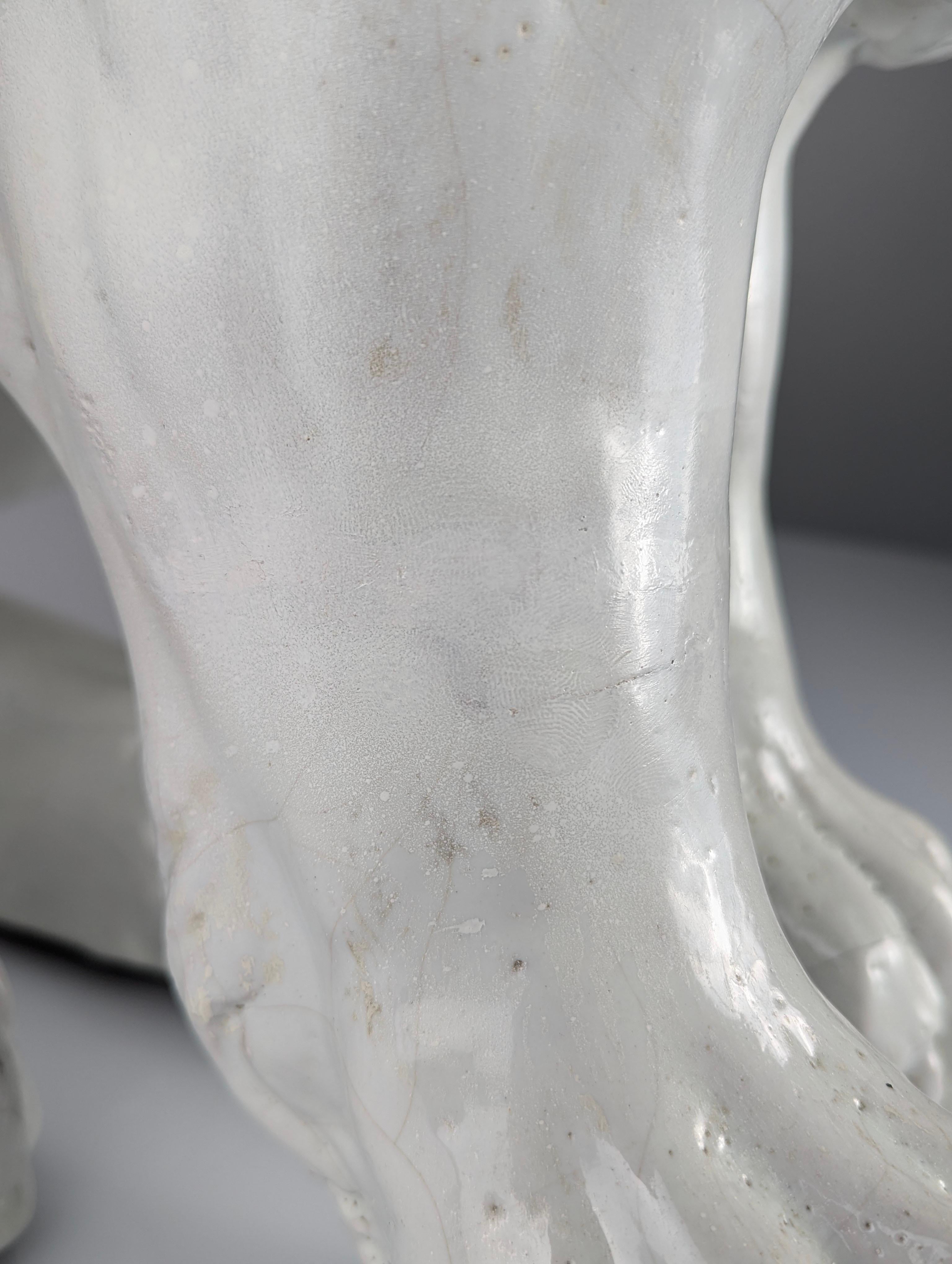 Large Lion Sculpture in Glazed Terracotta, Romanesque Style, Early 20th Century For Sale 12