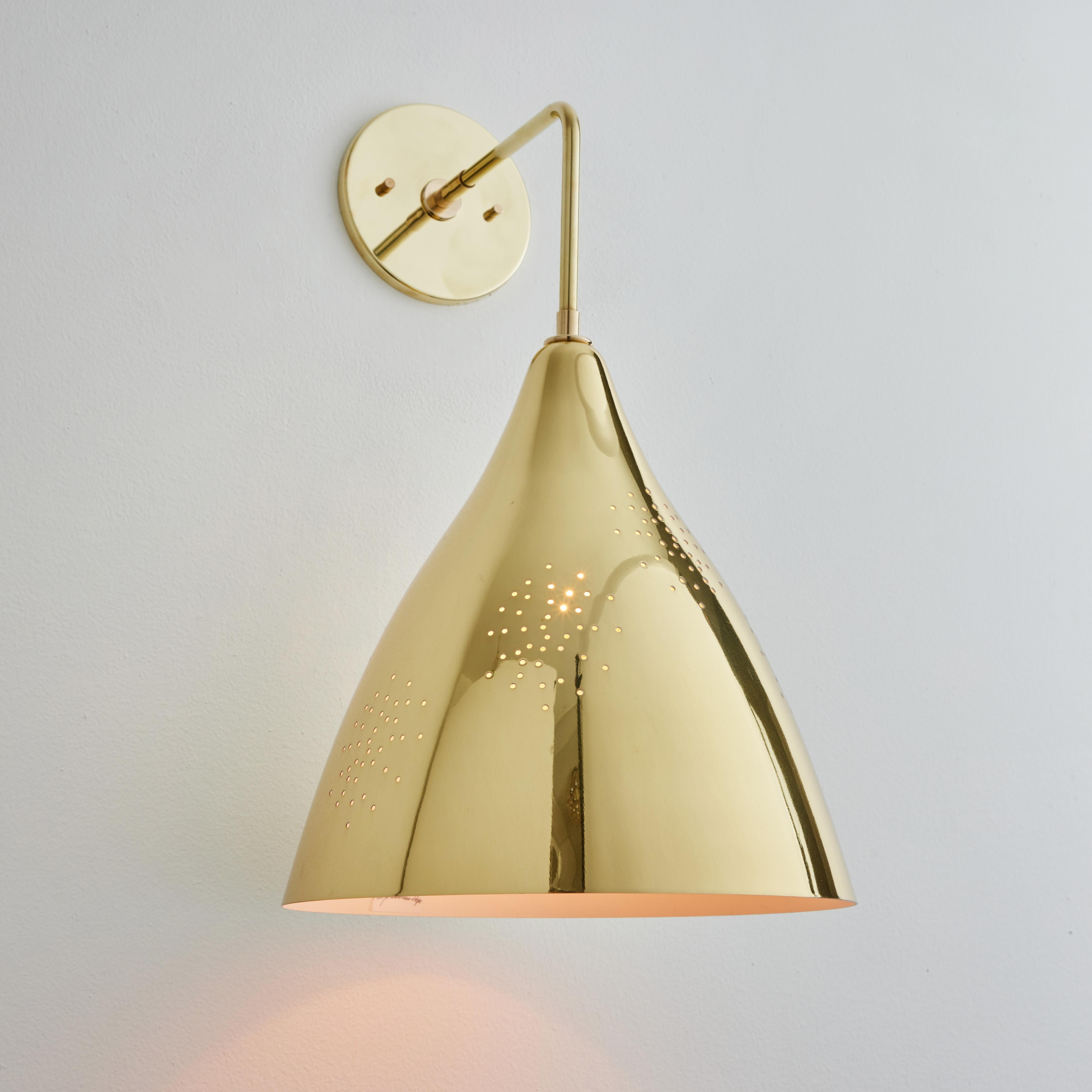 Scandinavian Modern Large Lisa Johansson-Pape '270' Perforated Brass Wall Lamp For Sale