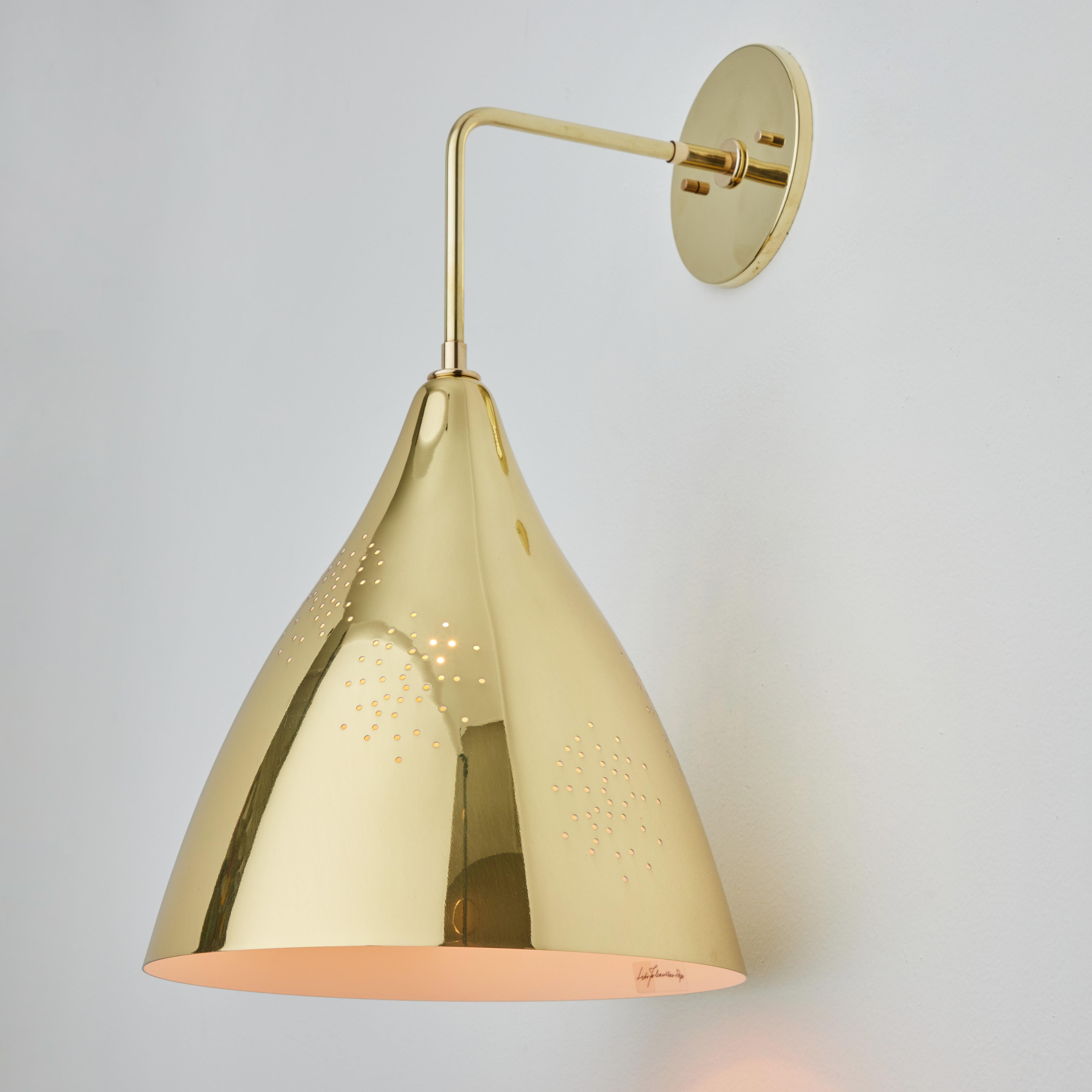 Large Lisa Johansson-Pape '270' Perforated Brass Wall Lamp For Sale 2