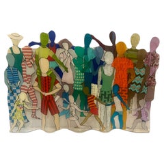 Large Listed Artist Lesley Nolan Glass Wall Sculpture Signed