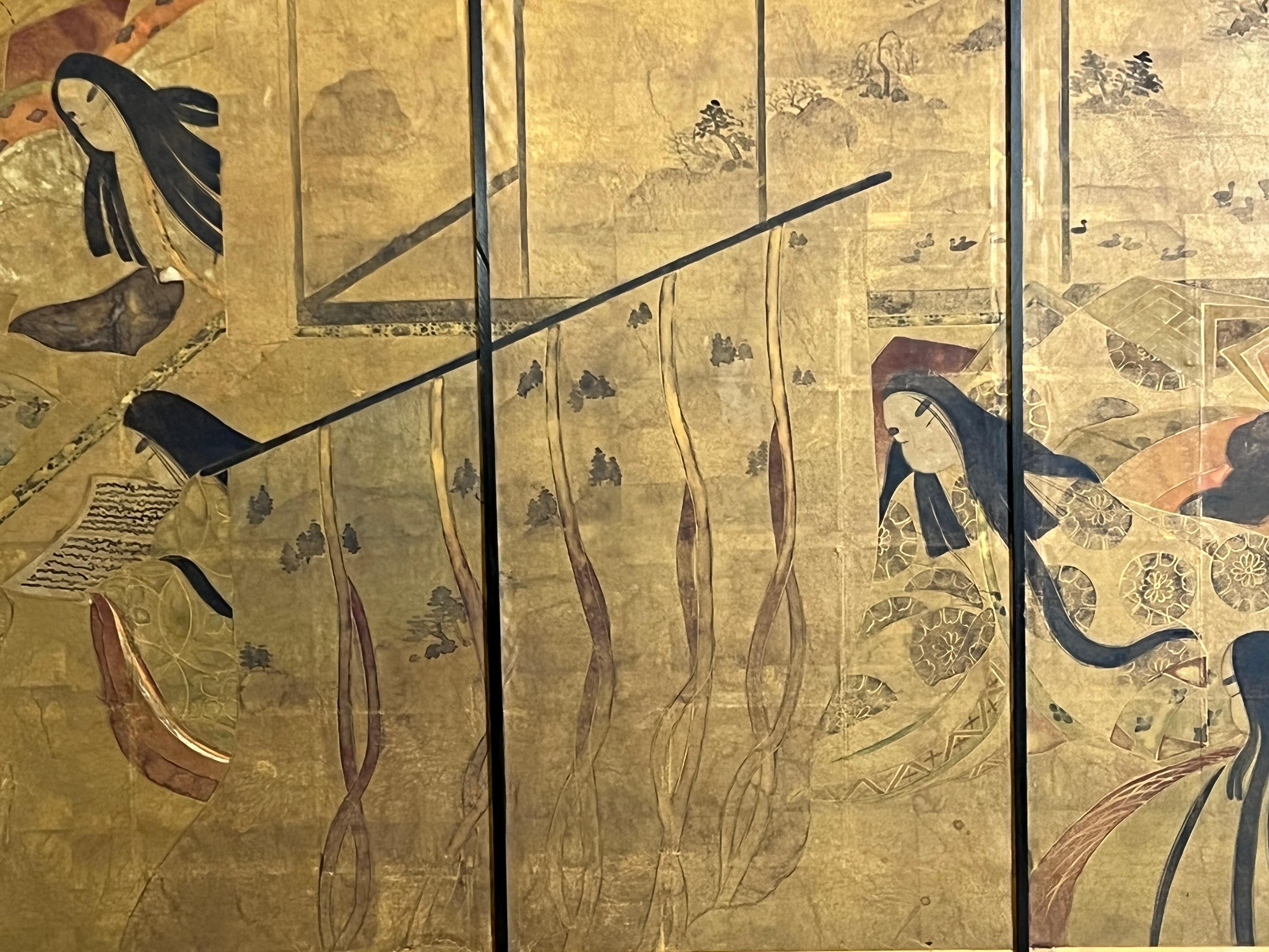 Große Lithographie einer japanischen Szene nach der Geschichte von Genji 2