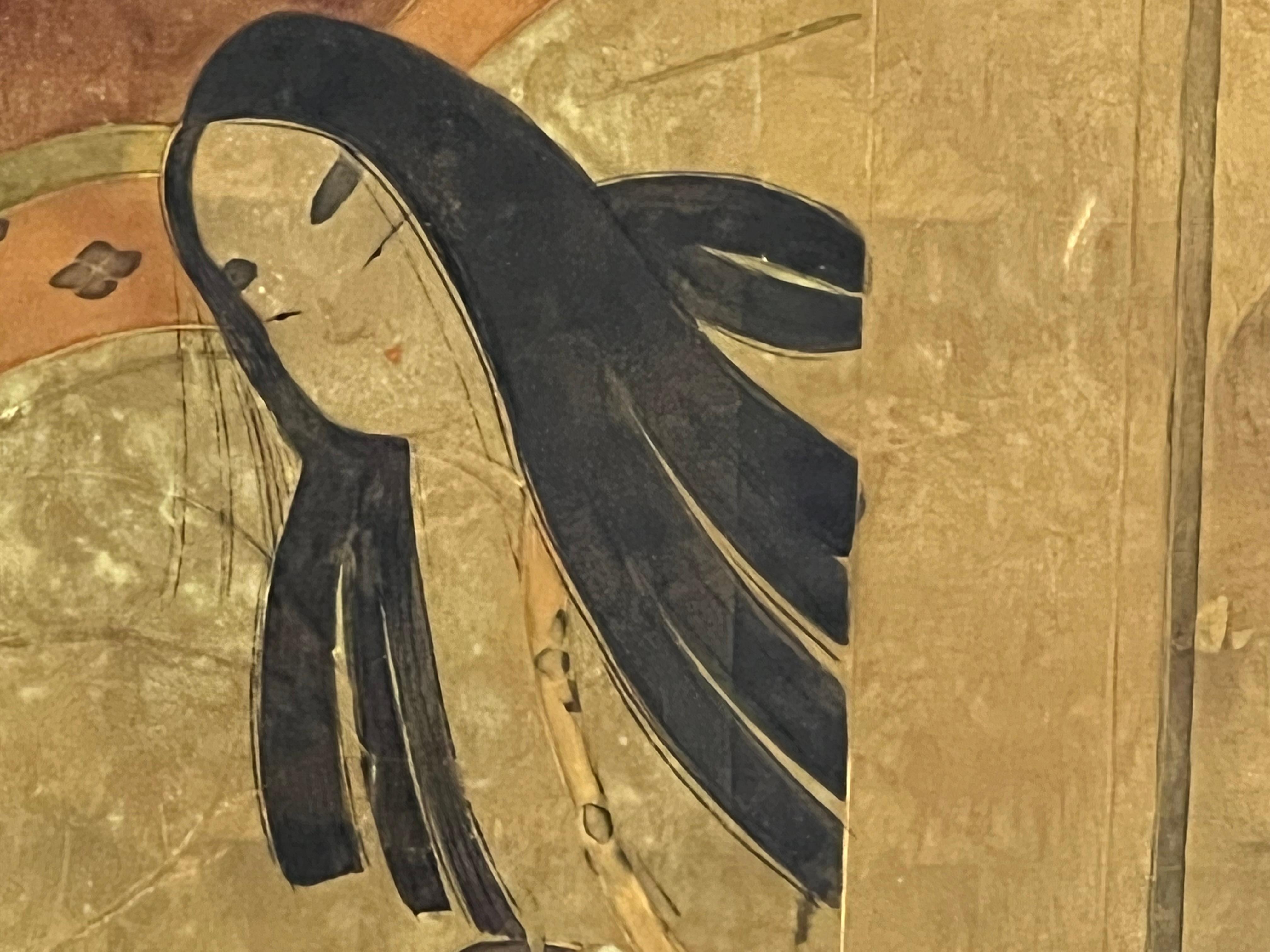 Han Grande peinture d'une scène japonaise d'après le conte de Genji en vente