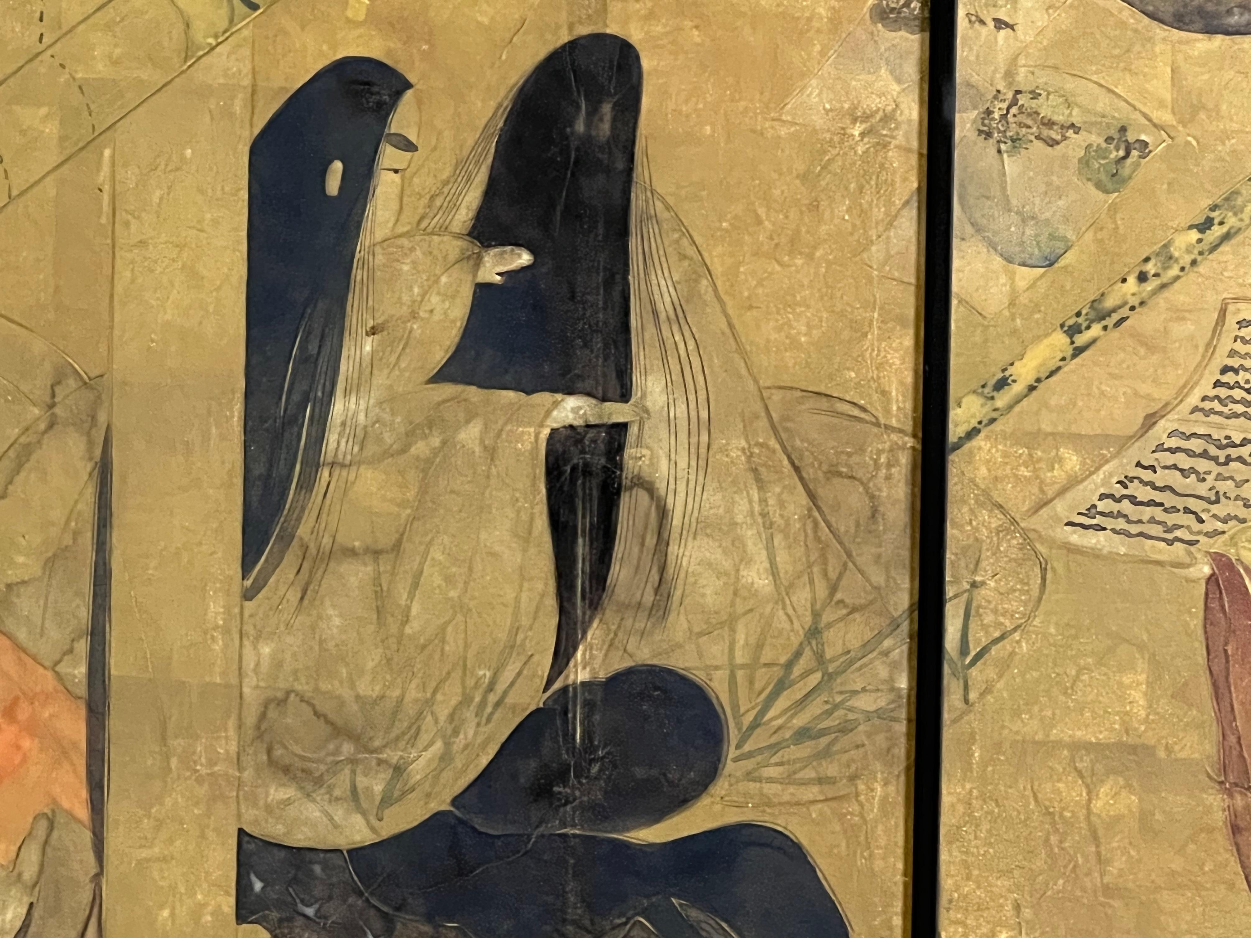 Große Lithographie einer japanischen Szene nach der Geschichte von Genji (Japanisch)