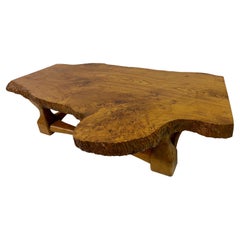 Vintage Large Live Edge Burl Wood Coffee Table