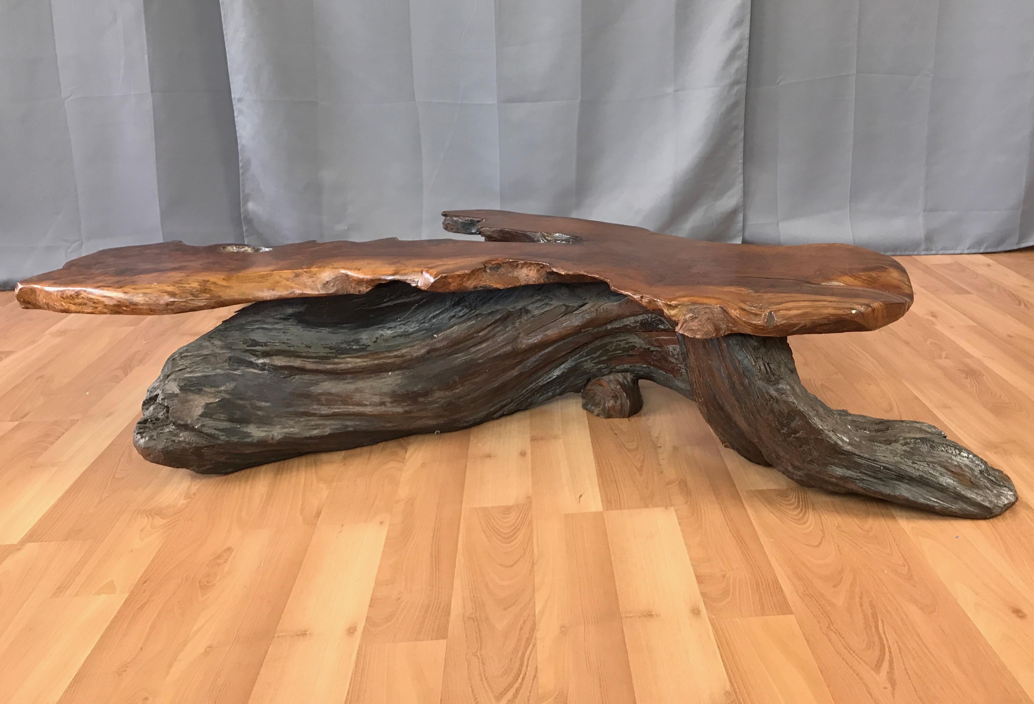 vintage redwood coffee table