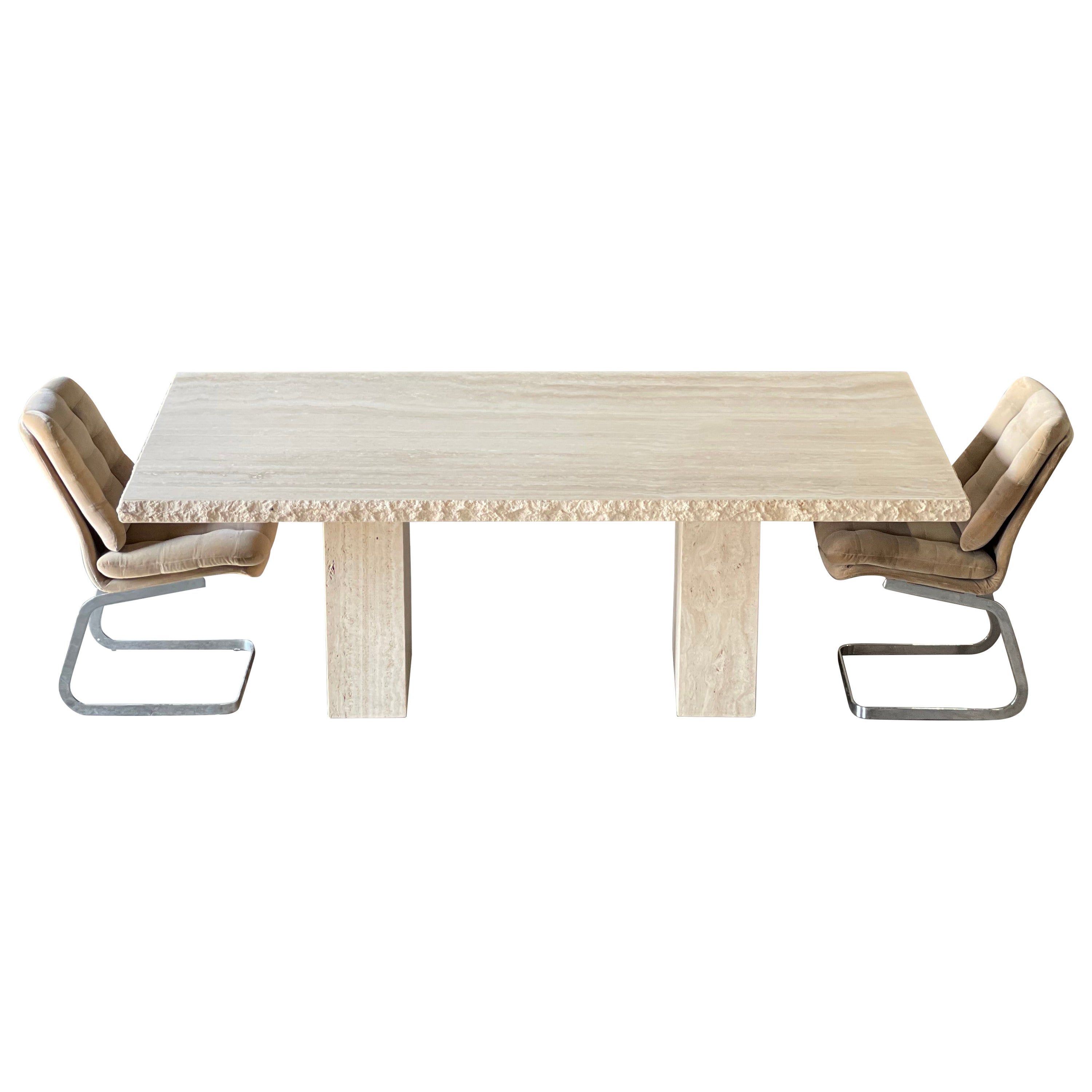 Large Live Edge Italian Travertine Dining Table, by Stone International