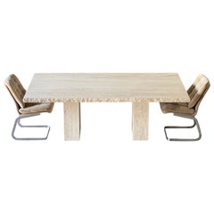 Large Live Edge Italian Travertine Dining Table, by Stone International