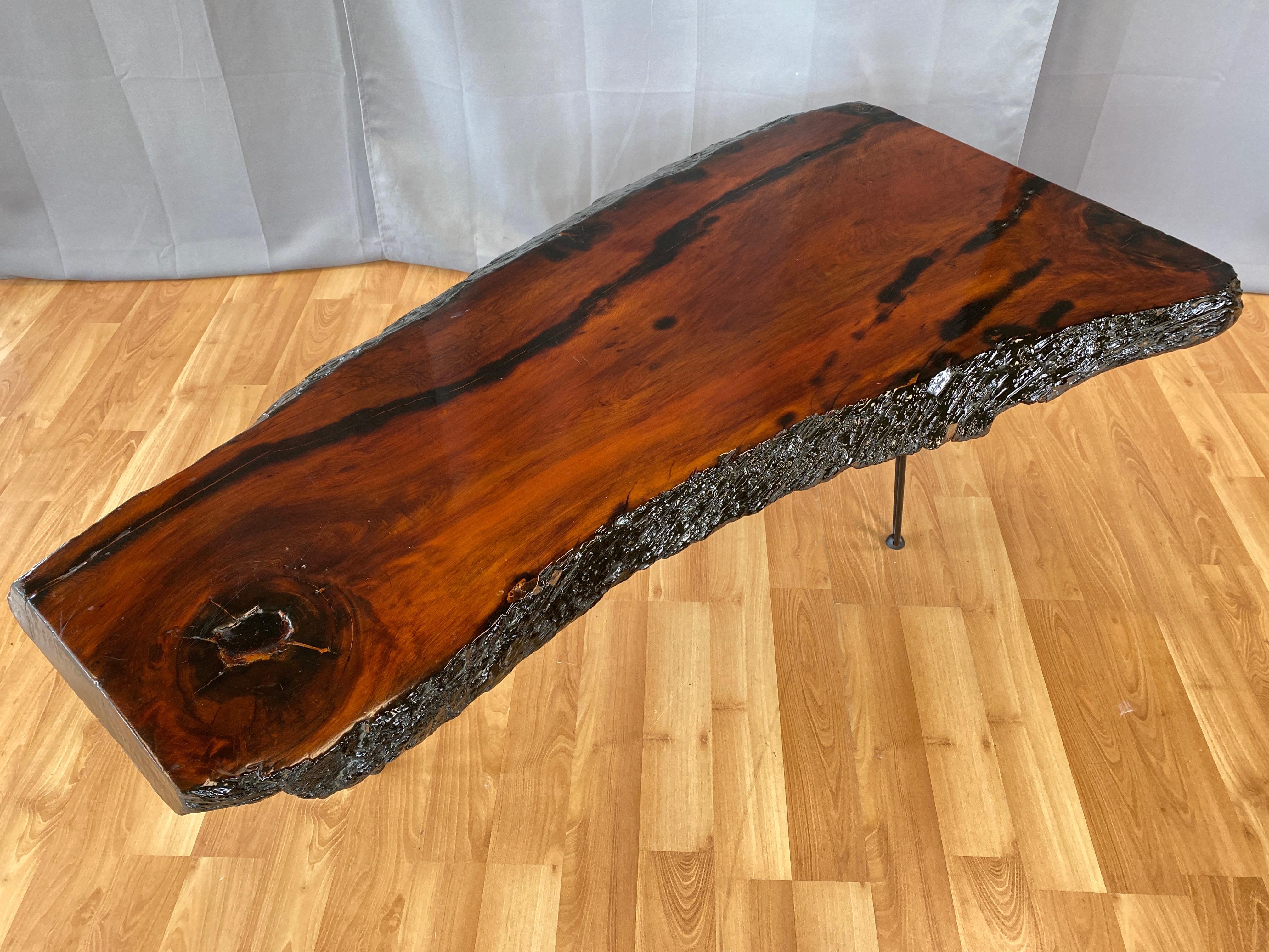 live edge table with bark