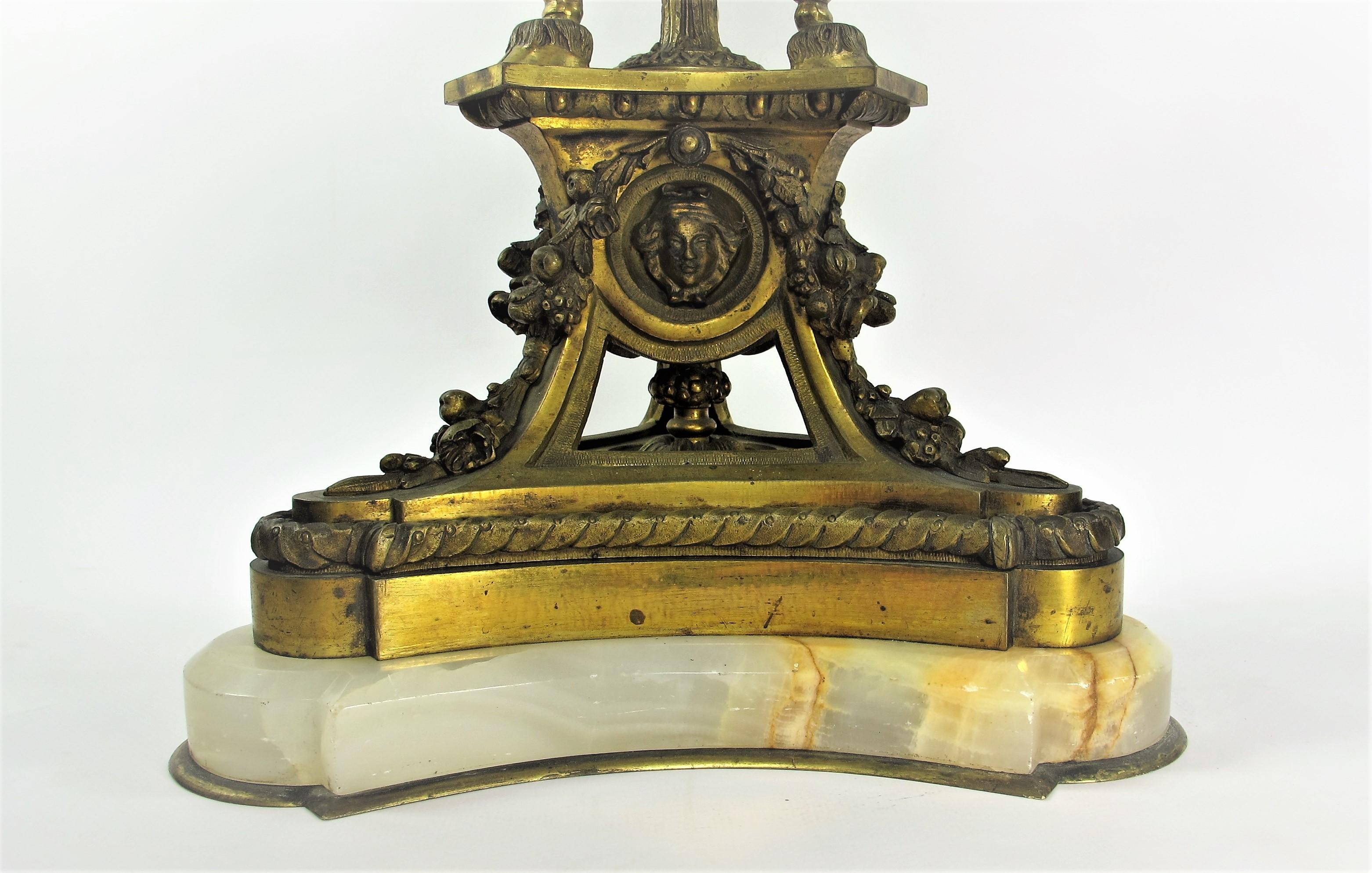 French Large Living Room Lamp in Gilt-Bronze and Onyx, by Léon Marchand (1831-1899) For Sale