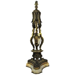 Antique Large Living Room Lamp in Gilt-Bronze and Onyx, by Léon Marchand (1831-1899)