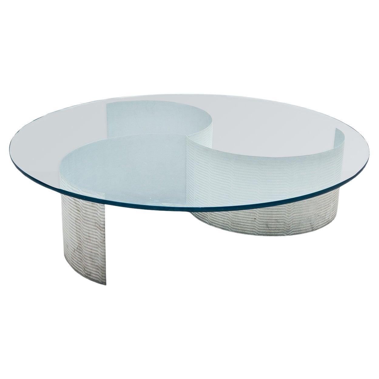 Large Living Room Table in Aluminum and Crystal by Lorenzo Burchiellaro, Italy
