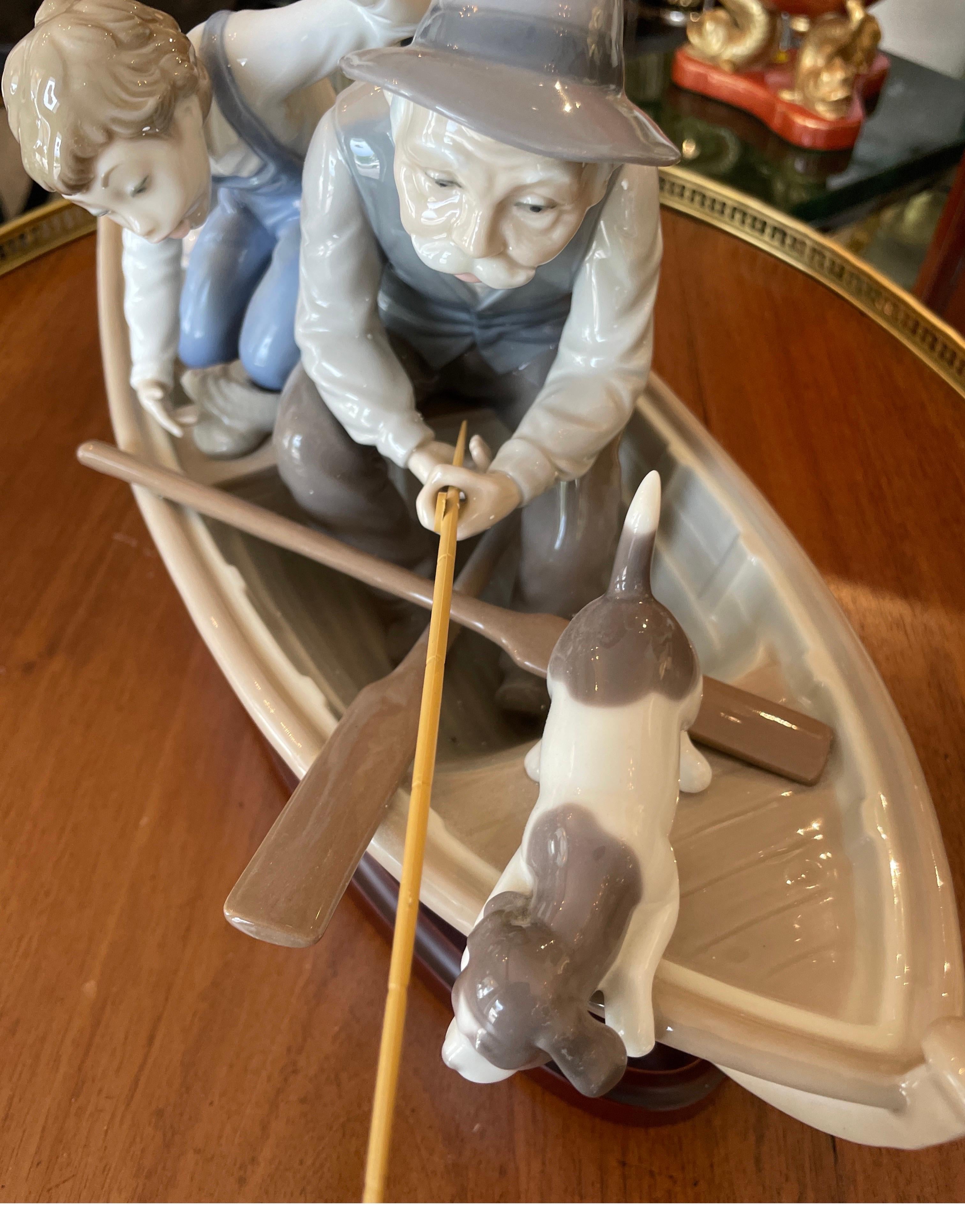 Spanish Large Lladro Fisherman in a Boat For Sale