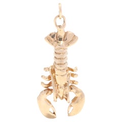 Large Lobster Charm, 14K Yellow Gold, Length 1 1/8 Inch, Maine Travel Charm