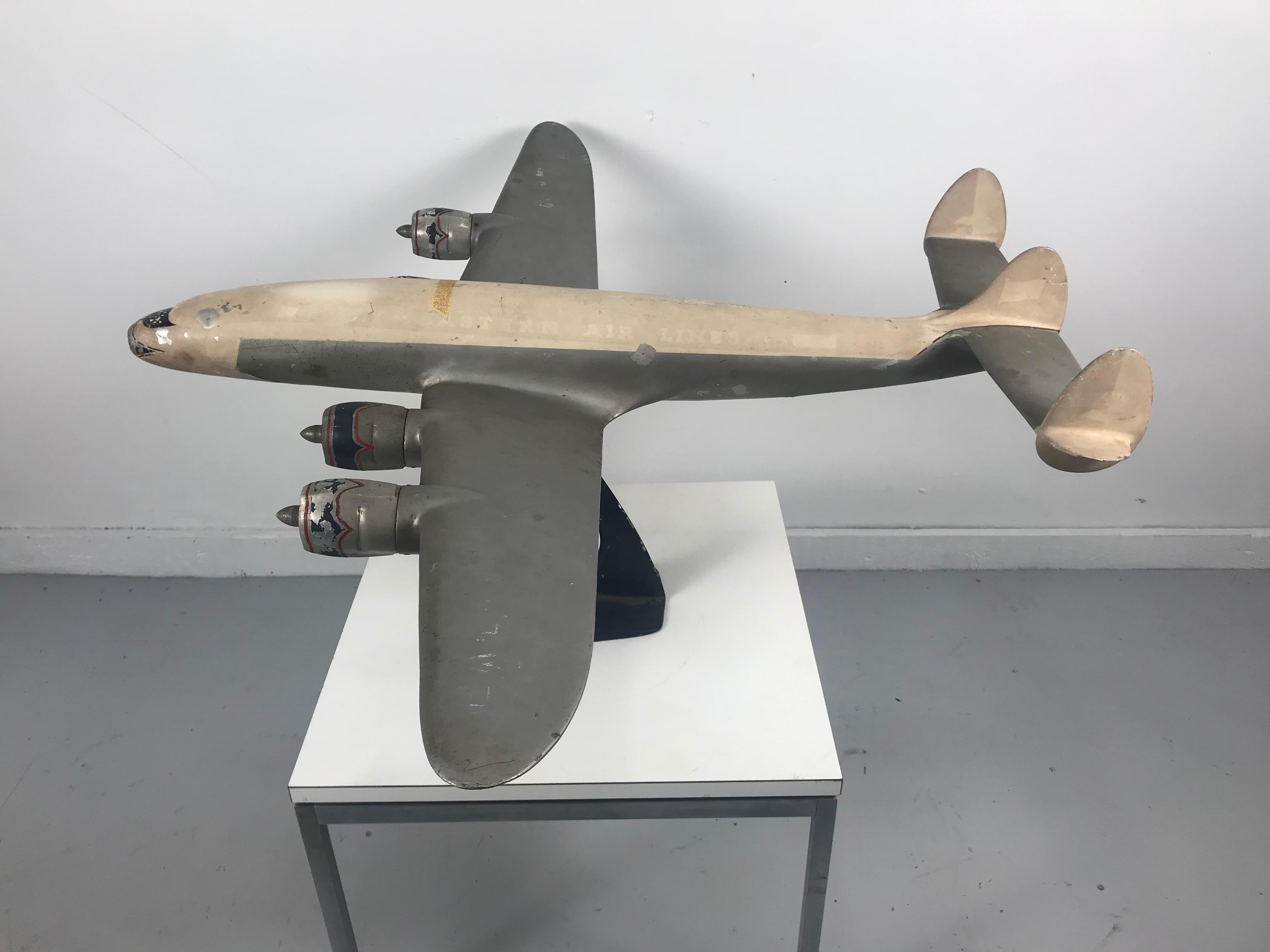 Large Lockheed Constellation Factory Model Aluminum Airplane, circa 1950 In Distressed Condition In Buffalo, NY