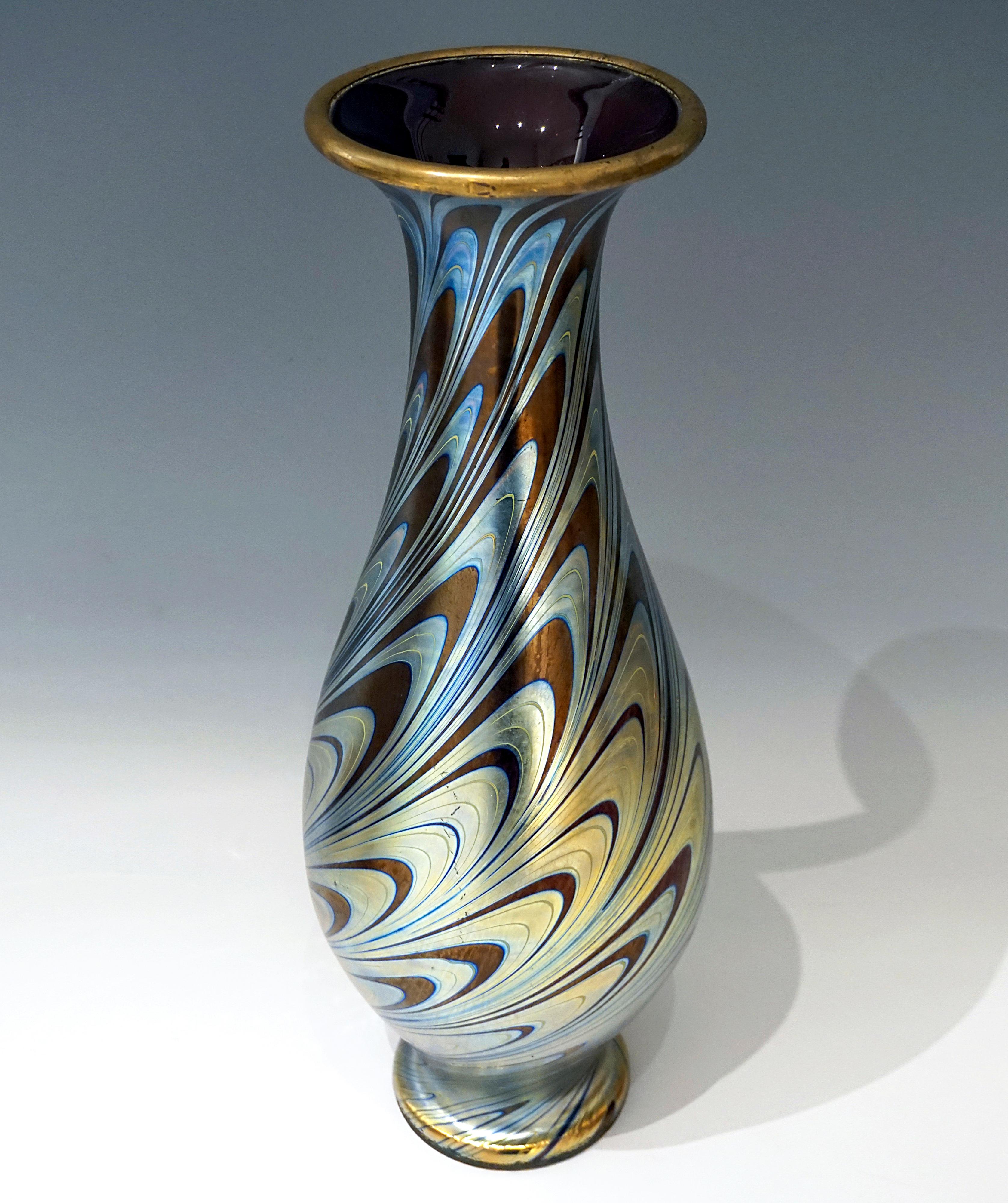 Hand-Crafted Large Loetz Art Nouveau Vase, Ruby Phenomenon Gre 7624, Austria-Hungary, Ca 1898 For Sale