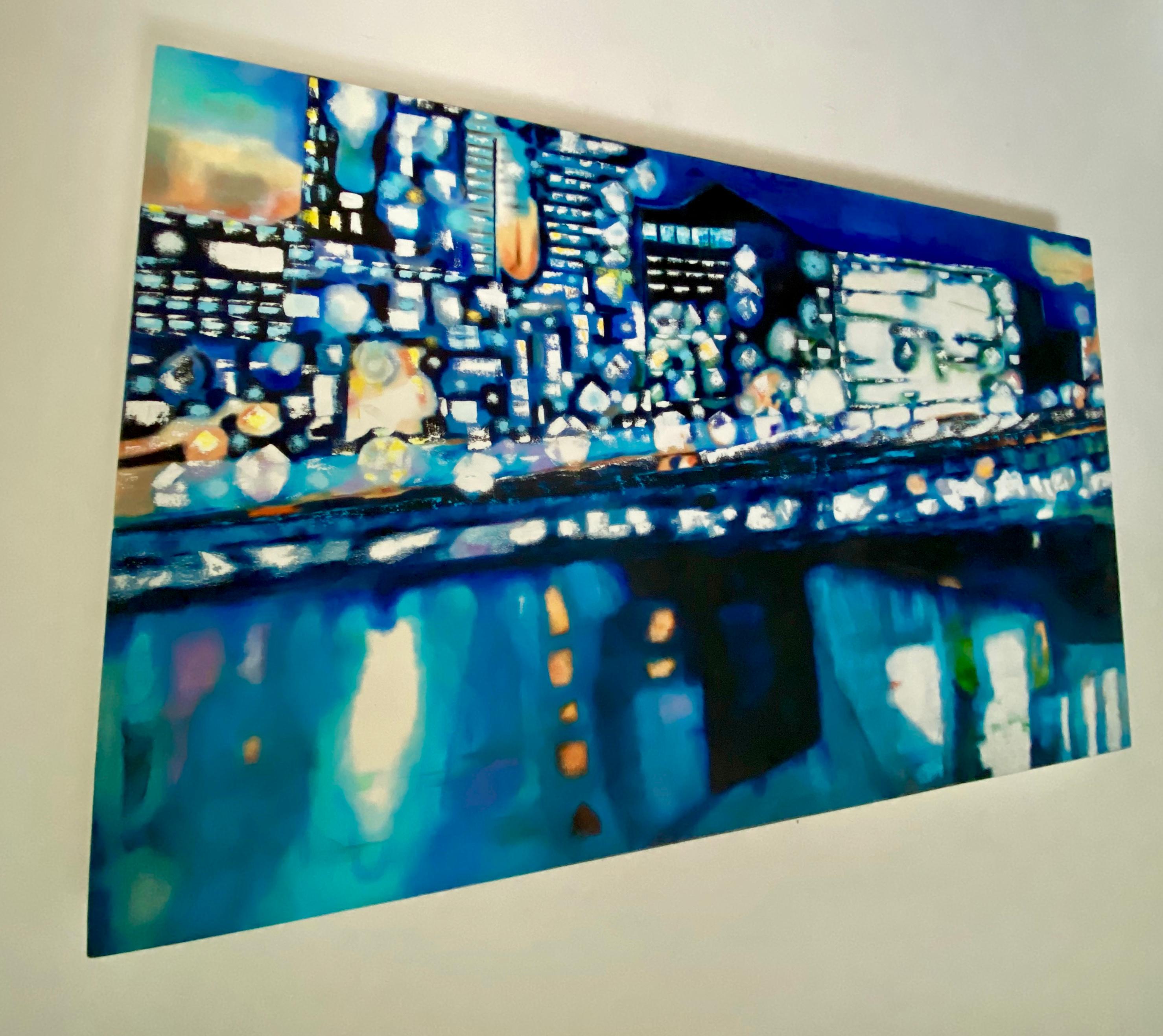 English Large London Skyline Abstract Painting For Sale