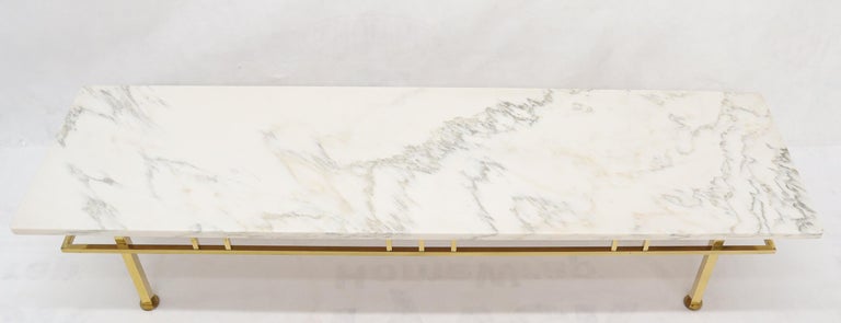 Large Long Rectangle Solid Brass Marble-Top Coffee Table For Sale at 1stDibs