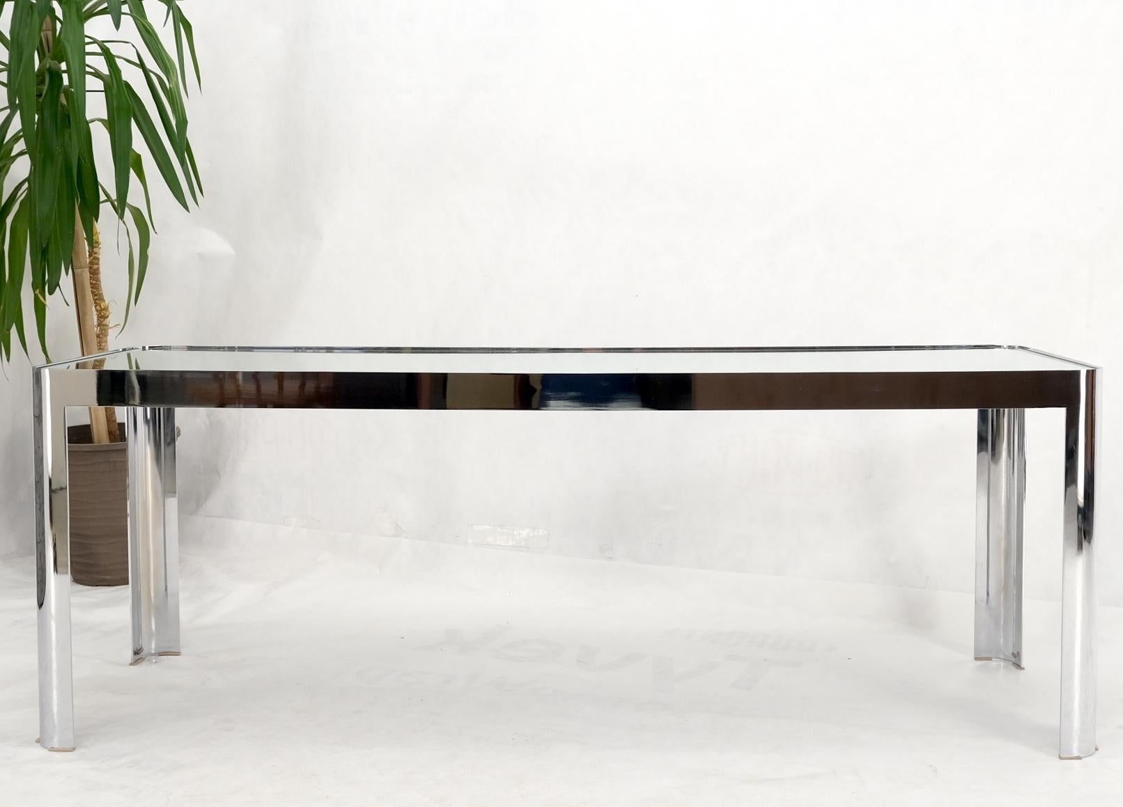 Large & Long Rounded Corners Stainless Steel Chrome Rectangle Console Table For Sale 4