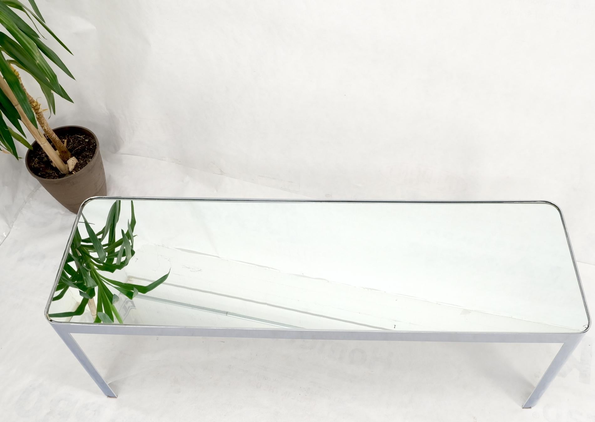 Mid-Century Modern Large & Long Rounded Corners Stainless Steel Chrome Rectangle Console Table For Sale