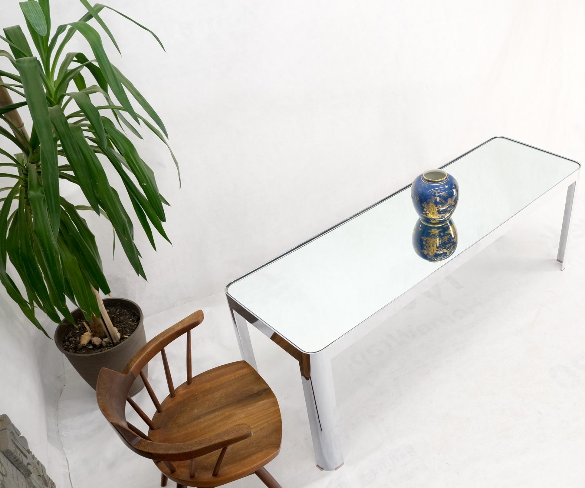 20th Century Large & Long Rounded Corners Stainless Steel Chrome Rectangle Console Table For Sale