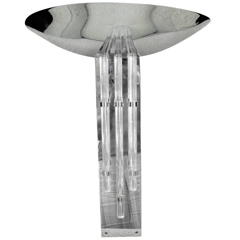 Chrome Large, long, vertical French Modernist Wall Sconce, circa 1930 For Sale