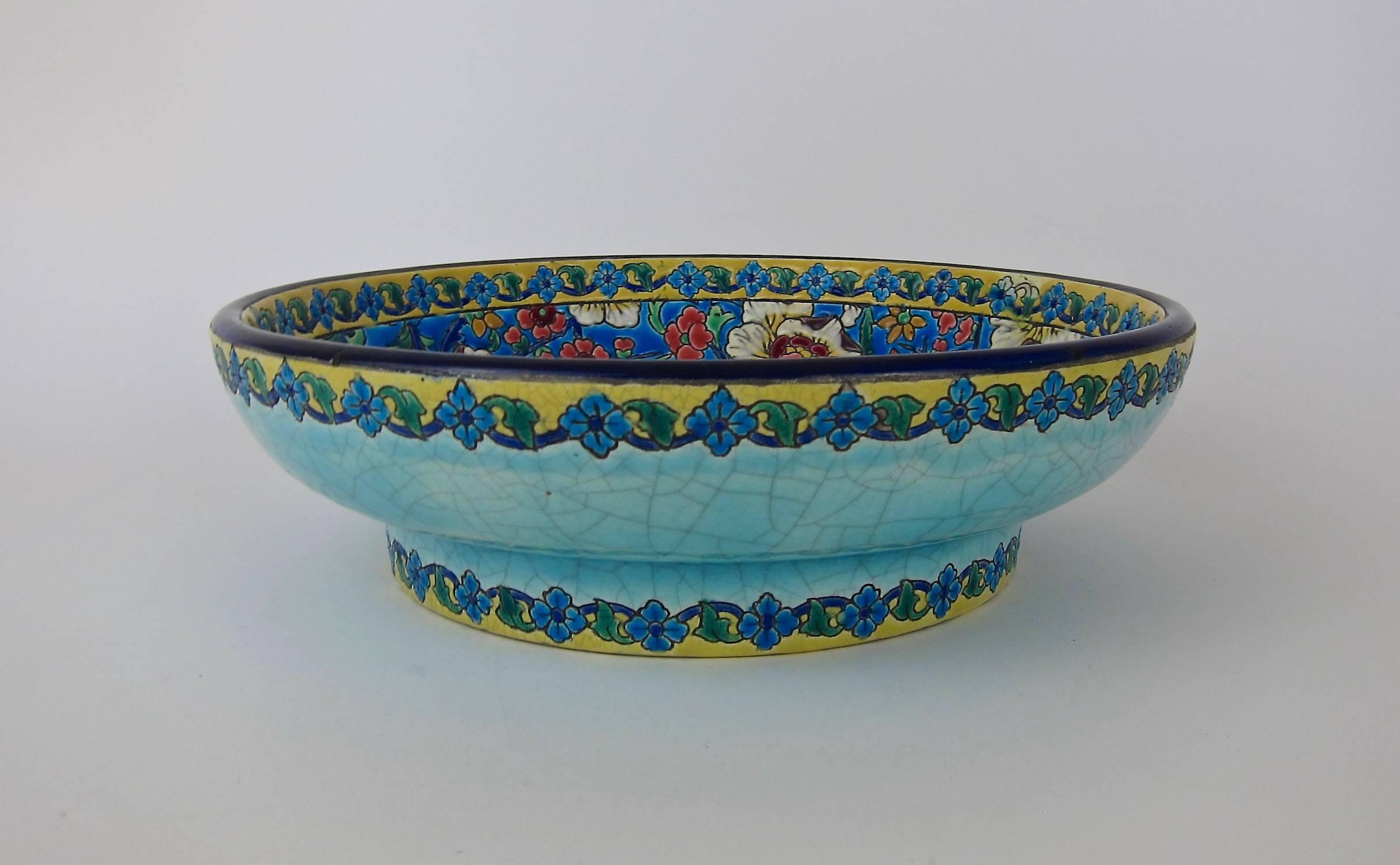 Large Longwy French Faience Centerpiece Bowl from the Art Deco Period 2