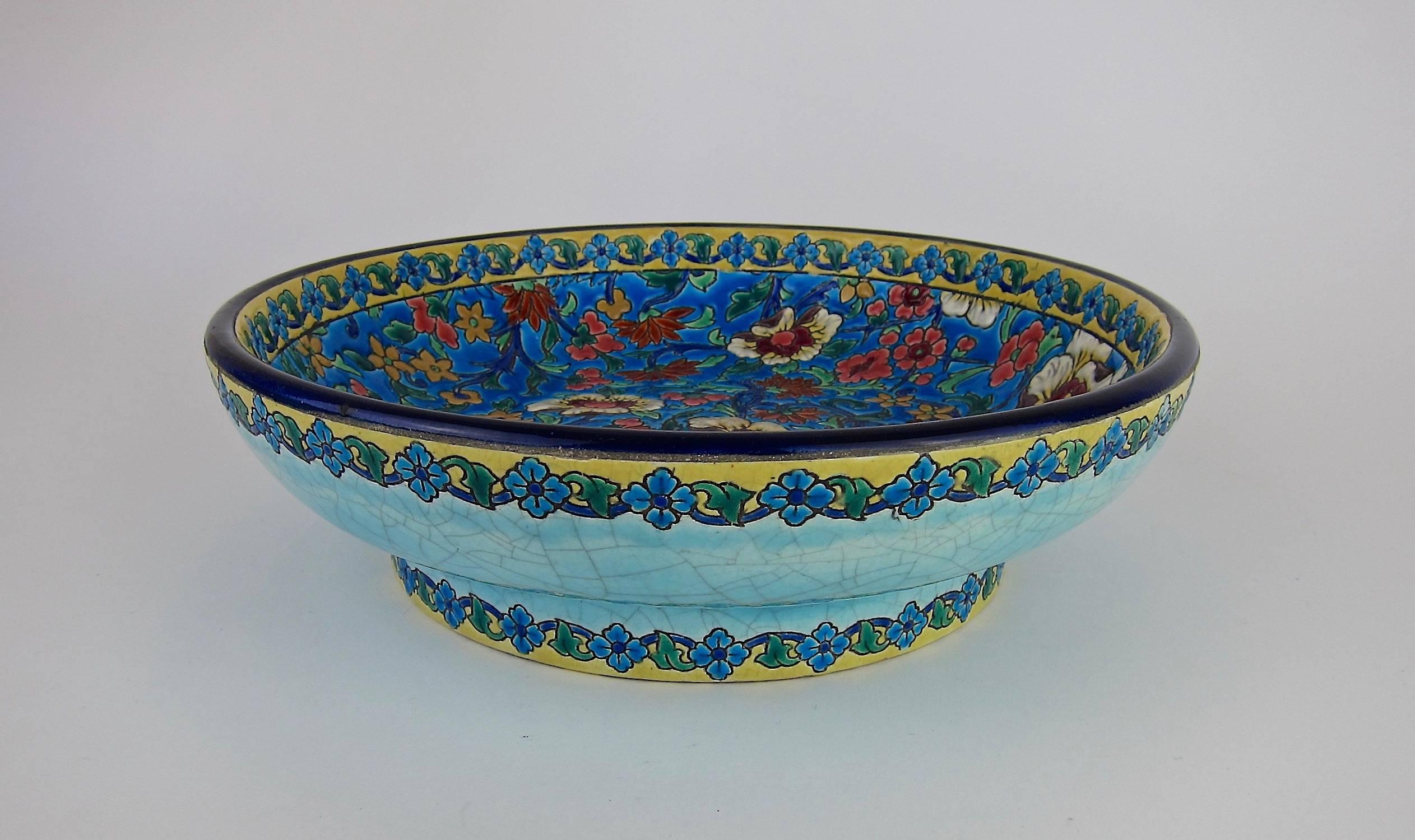 Large Longwy French Faience Centerpiece Bowl from the Art Deco Period 3