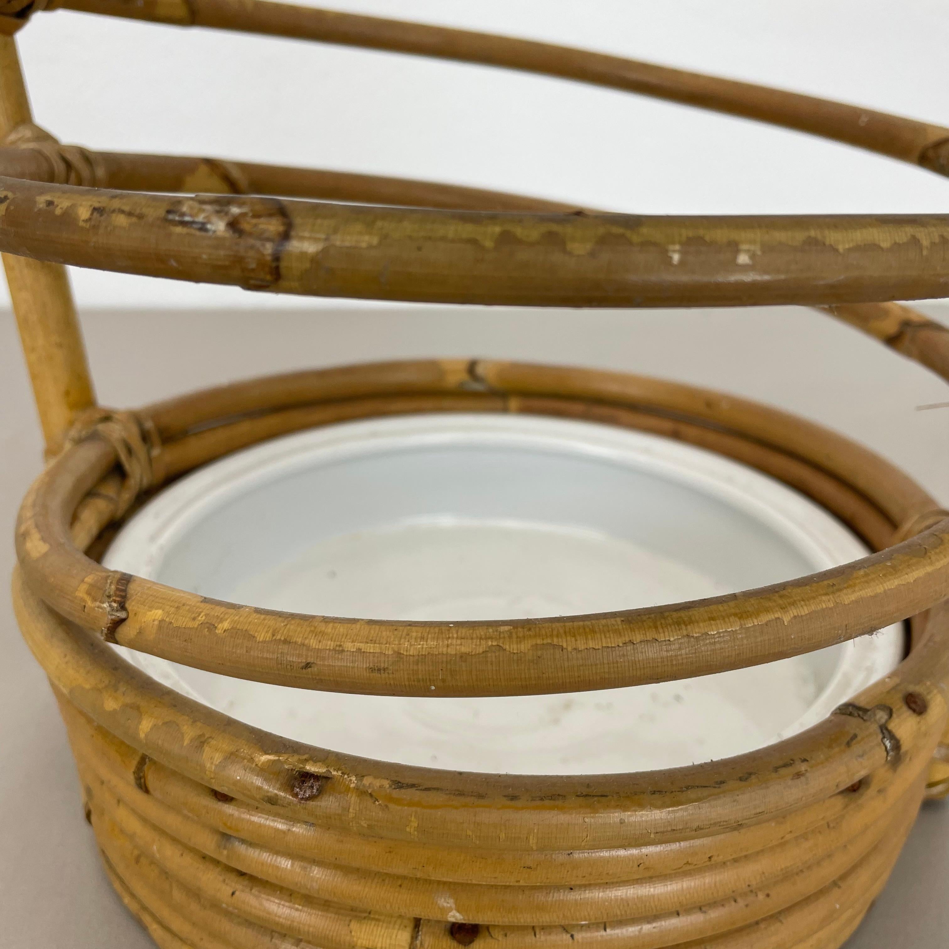 Portaombrelli in rattan Bauhaus, Francia, anni '70, grande 60 cm, con occhiello in vendita 7