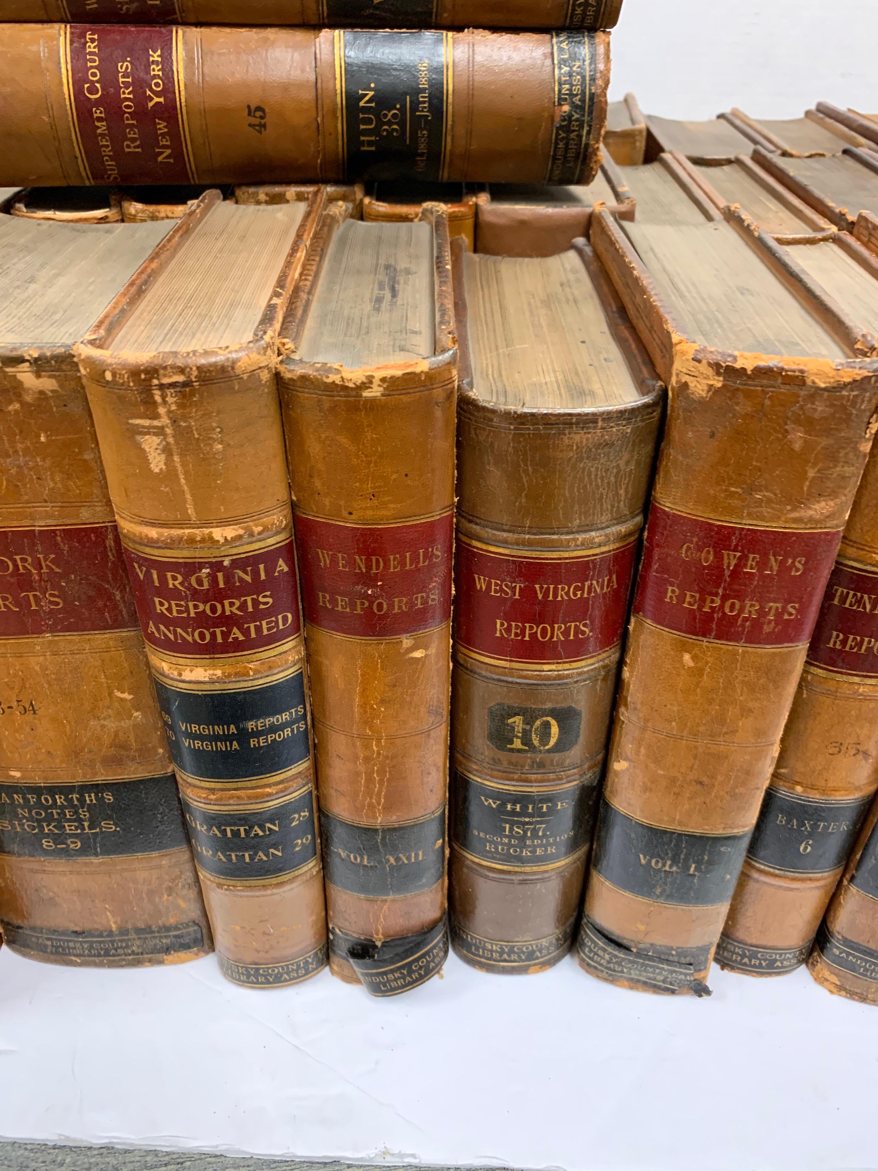 American Large Lot of 19th Century Antique Leather Bound Law Library 54 Legal Books
